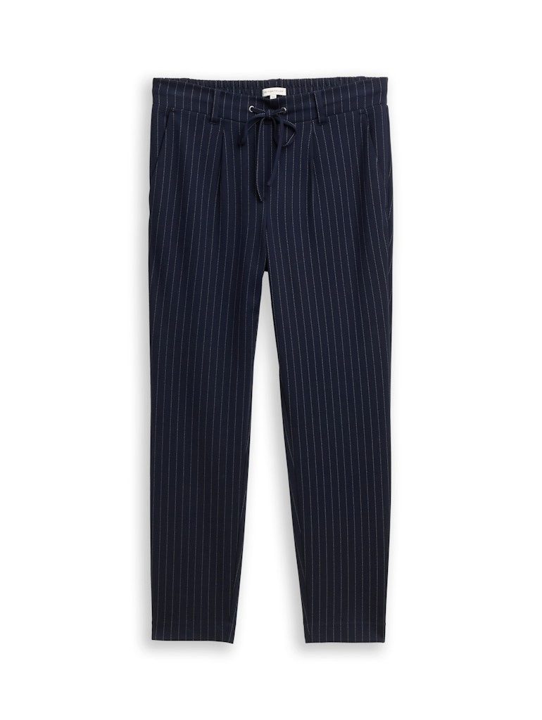 TOM TAILOR Chinos jersey loose fit pants pinstri navy white pinstripe