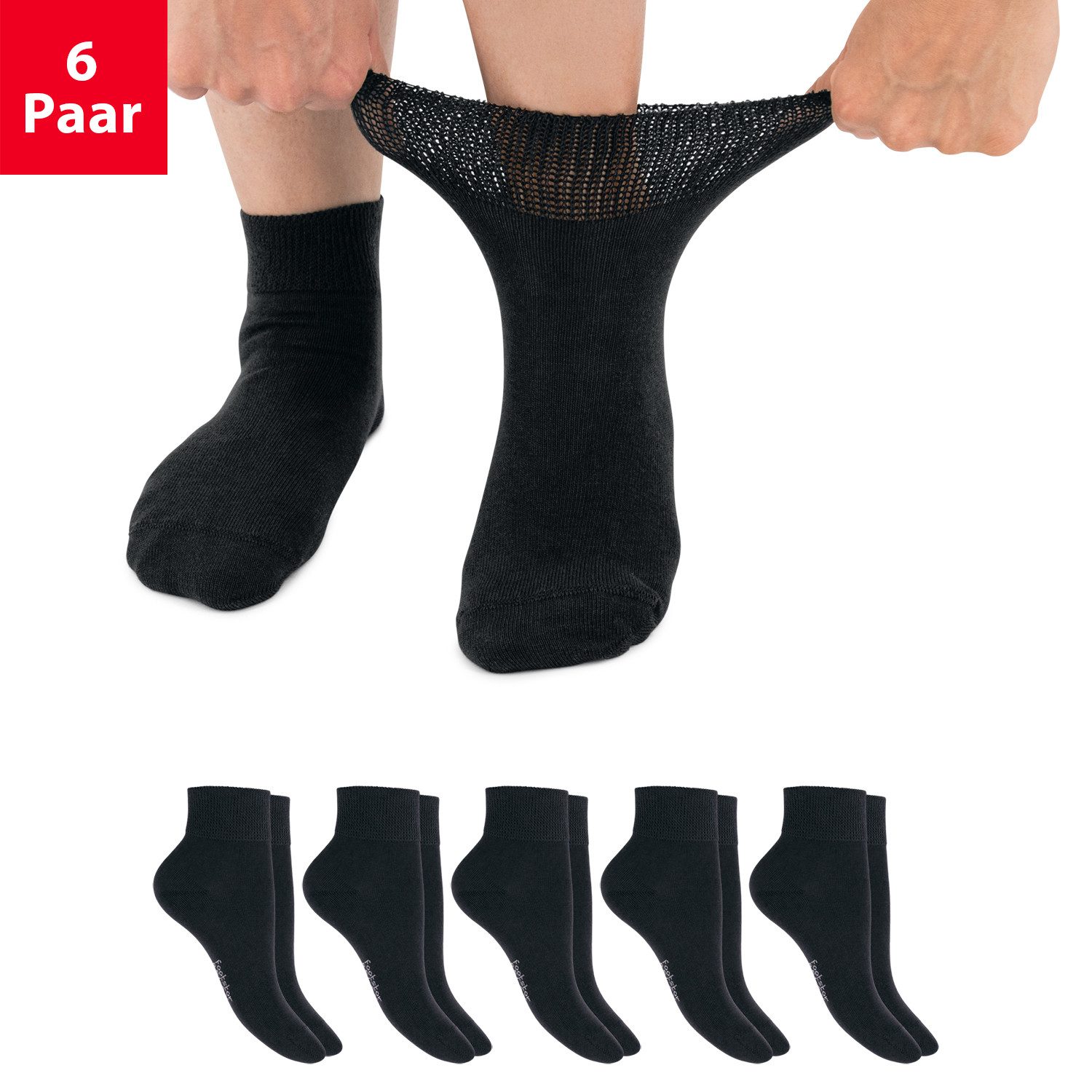 Footstar Diabetikersocken 6 Paar Diabetiker Kurzschaft Socken Nahtfrei