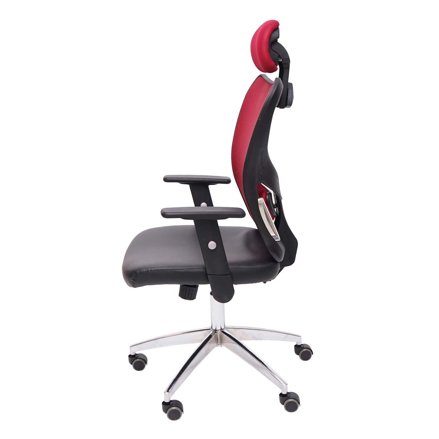 rot + MCW flexible Kopfstütze Kopfstütze Schreibtischstuhl stufenlos Höhenverstellbare Lendenwirbelstütze Armlehnen, Pamplona, höhenverstellbar,