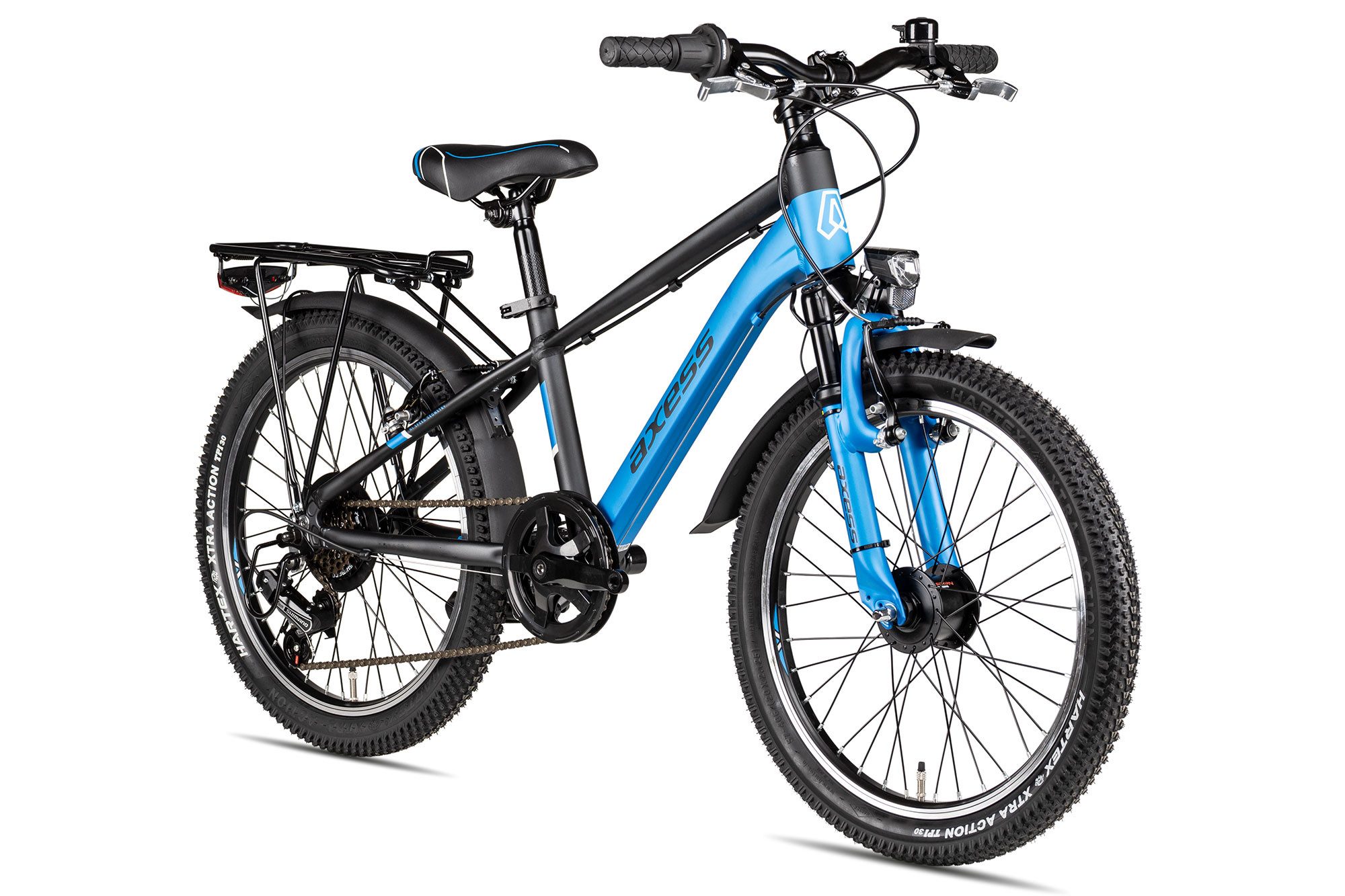 Axess Kinderfahrrad Adventure 6 20, 6 Gang Shimano Tourney 6 Schaltwerk, Kettenschaltung, Straßenausstattung blau