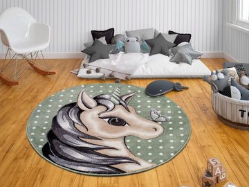 Teppich Cute Unicorm, HANSE Home, rund, Höhe: 9 mm, Farbenfrohes Design, Spielunterlage, Tiere