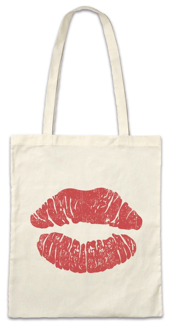 Beuteltasche Kiss Lips Stofftasche Kuss Love Liebe Amour Amore Küss Mich Single