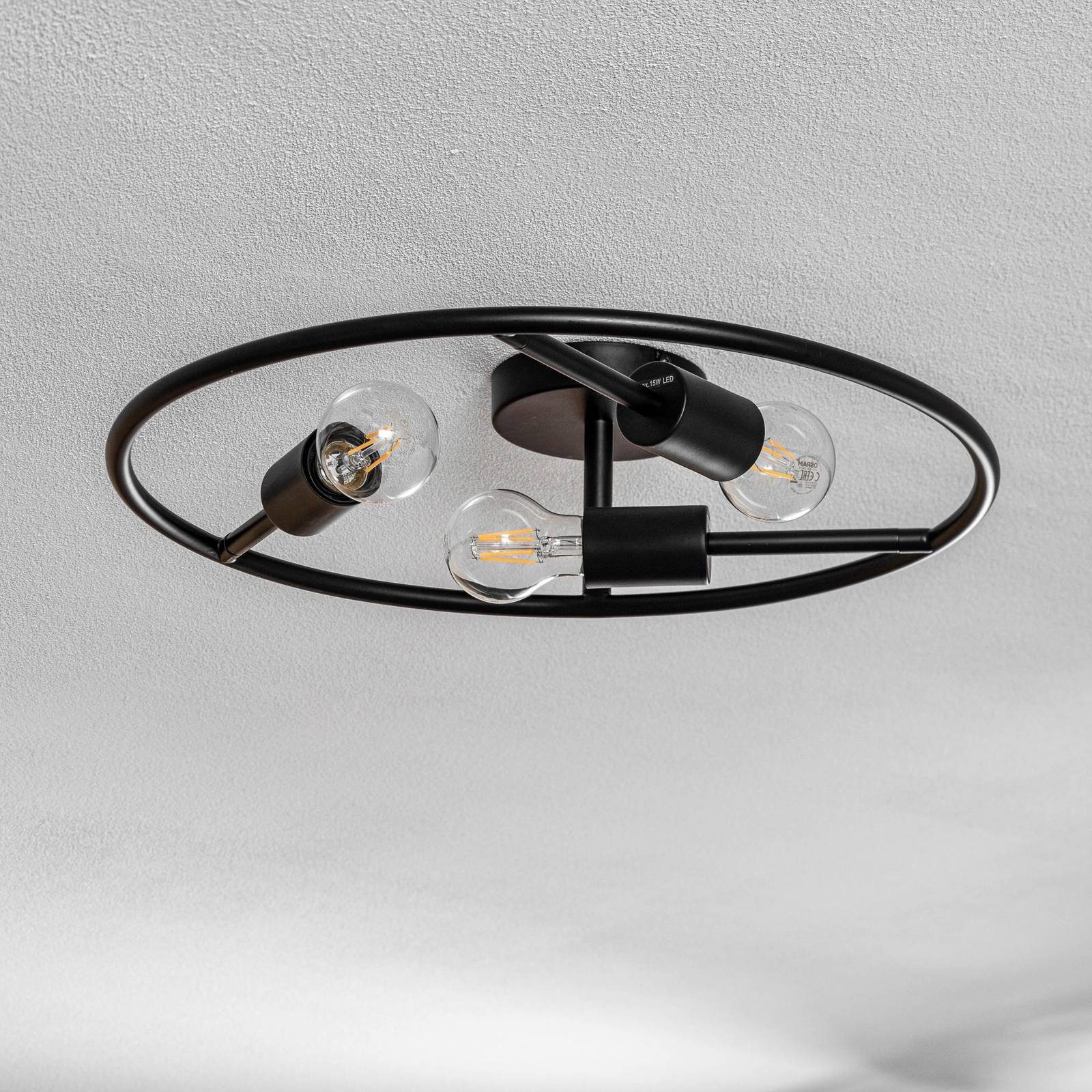 Lucande Deckenleuchten Linnard, Metall, Schwarz IP20, 3 x 15 W LED