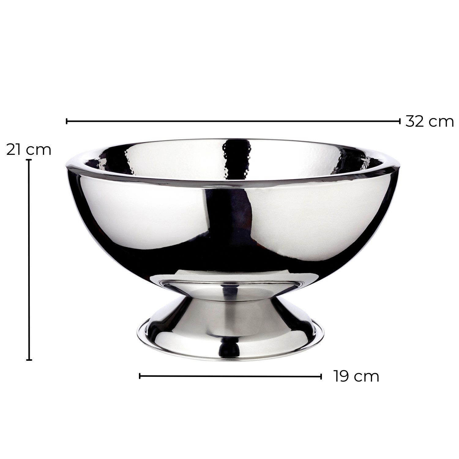 EDZARD Sektkühler Cadiz, Flaschenkühler, Silber-Optik, doppelwandig, fein gehämmert Ø 32cm