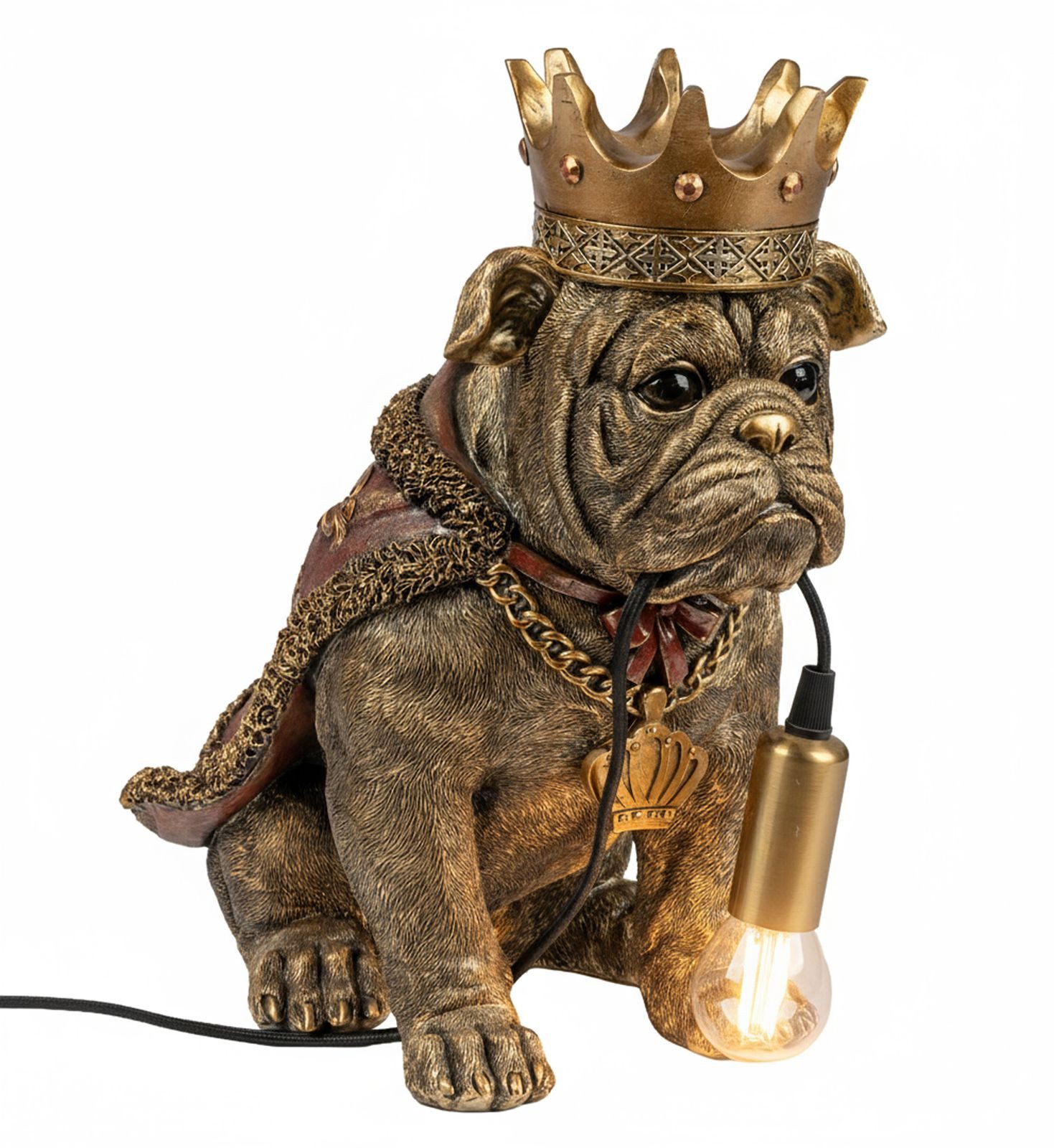 formano Tischleuchte Tischlampe Hund 33 cm Handbemalte Tierlampe Resin königliches Design, Ohne Leuchtmittel