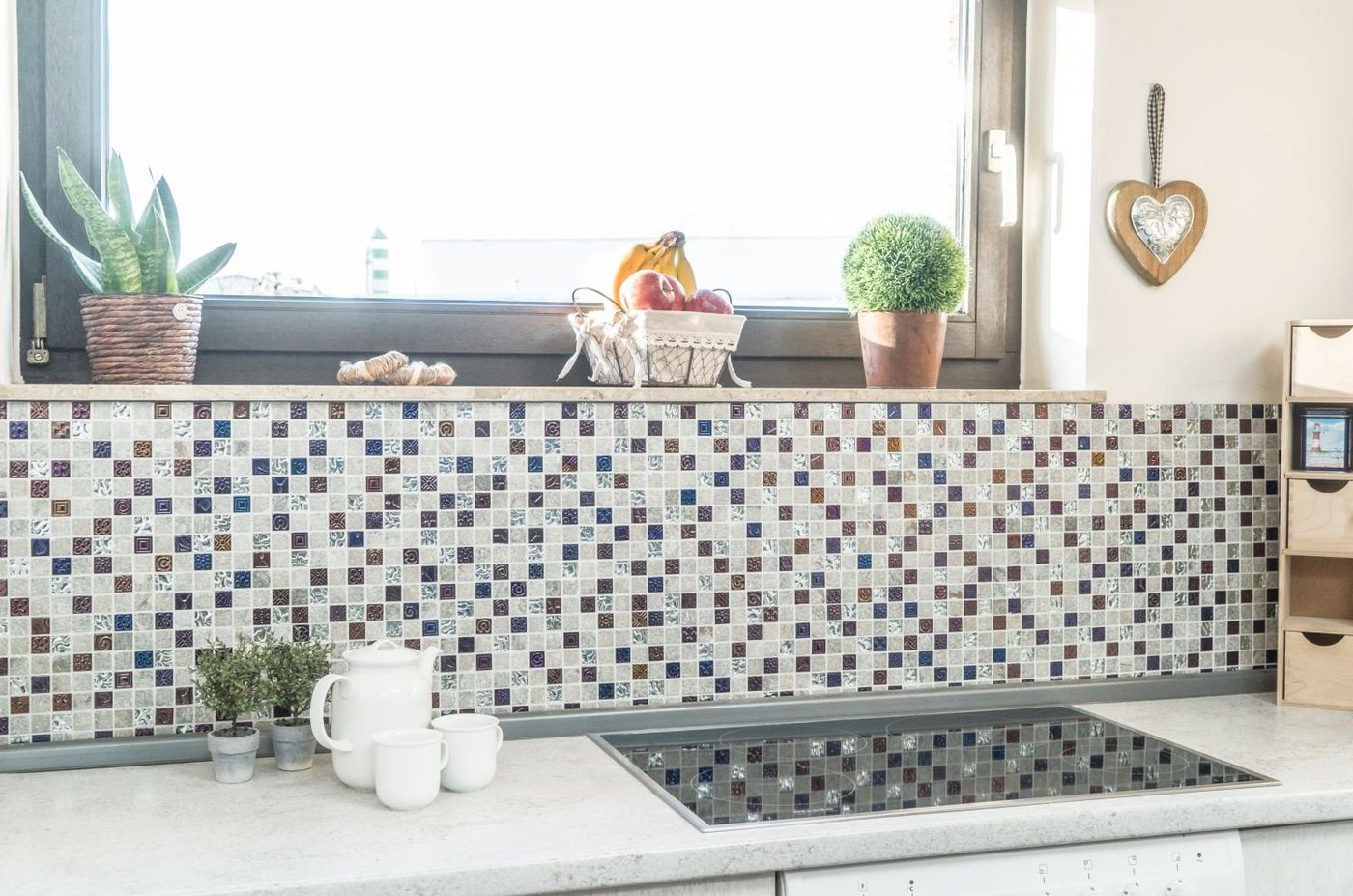 Thumbnail - Mosani Mosaikfliesen Glasmosaik Naturstein Mosaik grau matt / 10 Matten