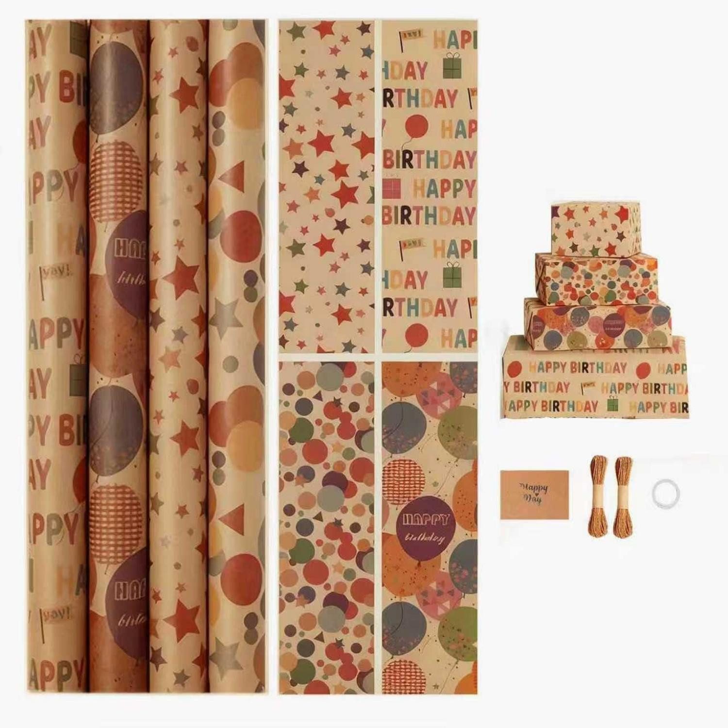 LuxusKollektion Geschenkpapier Geschenkpapier Set 43x300cm Kraftpapier Weihnachten, (1St)