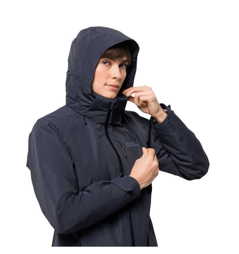 Jack Wolfskin Winterjacke Bergland 3in1 (sehr warm, wasser-und winddicht) graphitgrau Damen