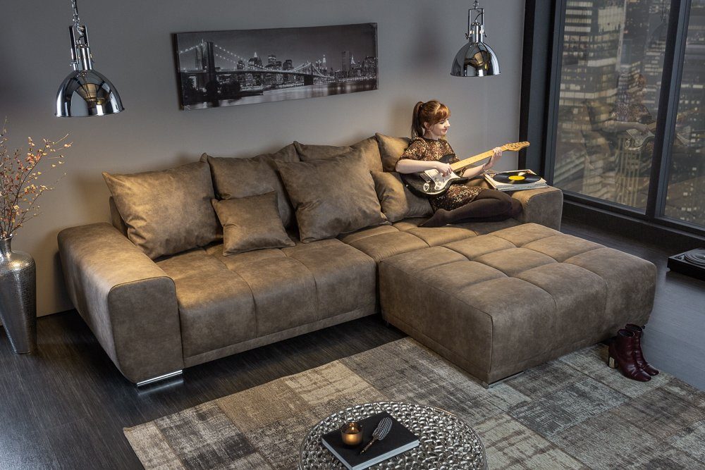 riess-ambiente Big-Sofa ELEGANCIA 285cm taupe, Einzelartikel 1 Teile, XXL Couch · Microfaser · mit Federkern · inkl. Kissen · Design