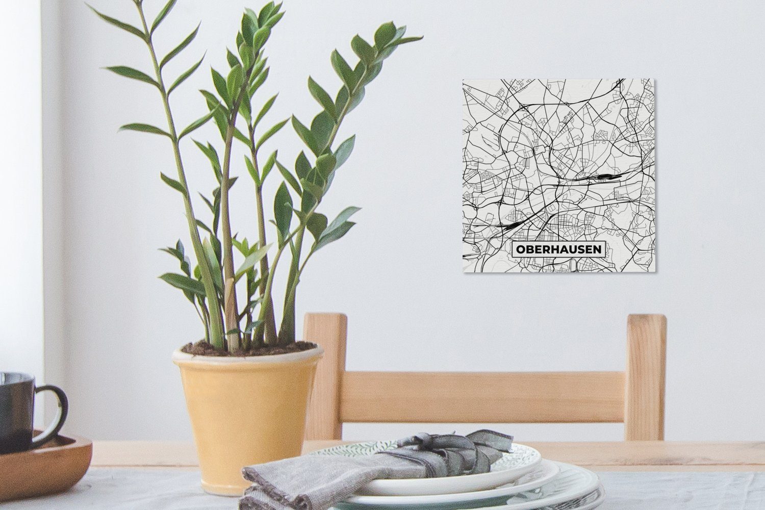 Stadtplan, Leinwandbild Karte - für Bilder Wohnzimmer Leinwand (1 OneMillionCanvasses® - Oberhausen St), Schlafzimmer