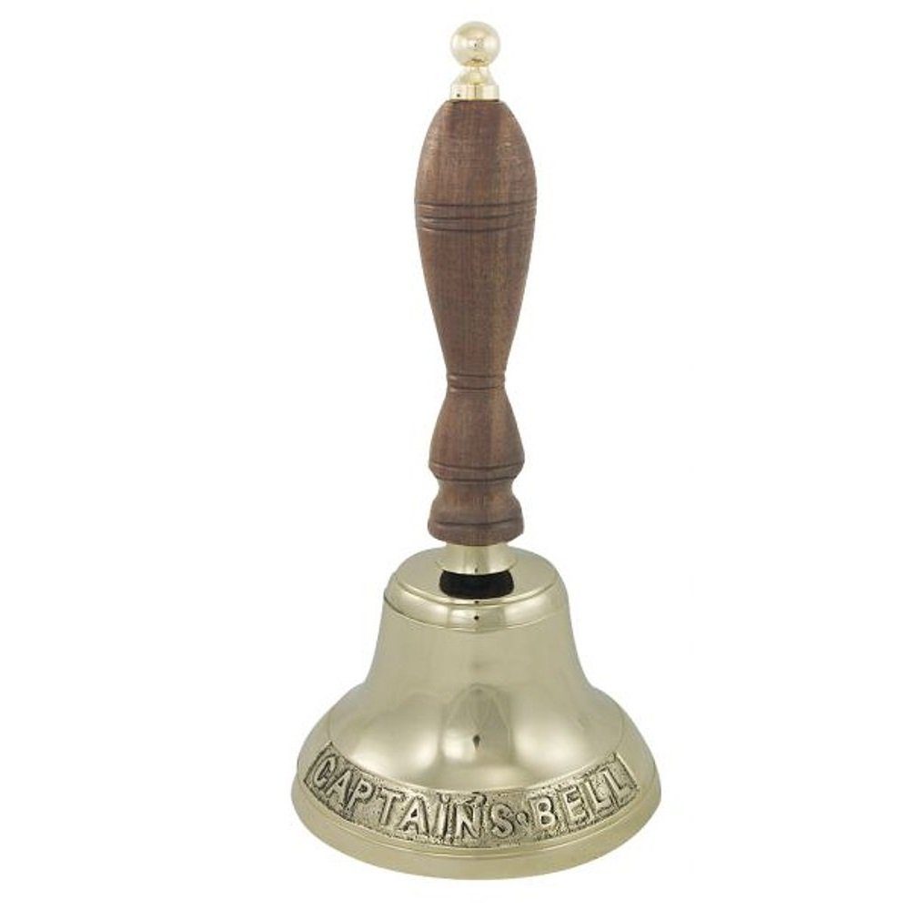 Tischglocke Glocke mit 27 Linoows gefertigt Dekoobjekt Kapitänsglocke cm, Prägung Messing Hand