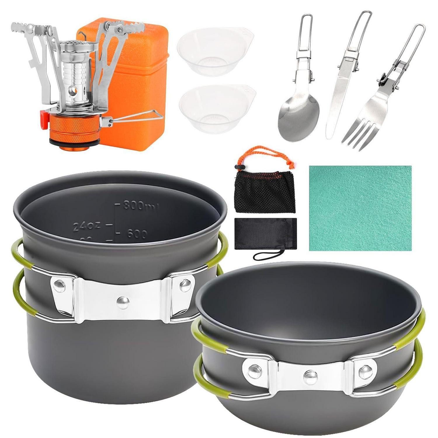 LuxusKollektion Geschirr-Set Camping Kochgeschirr Set 11tlg. Outdoor Anodisiertes Alu, Metall