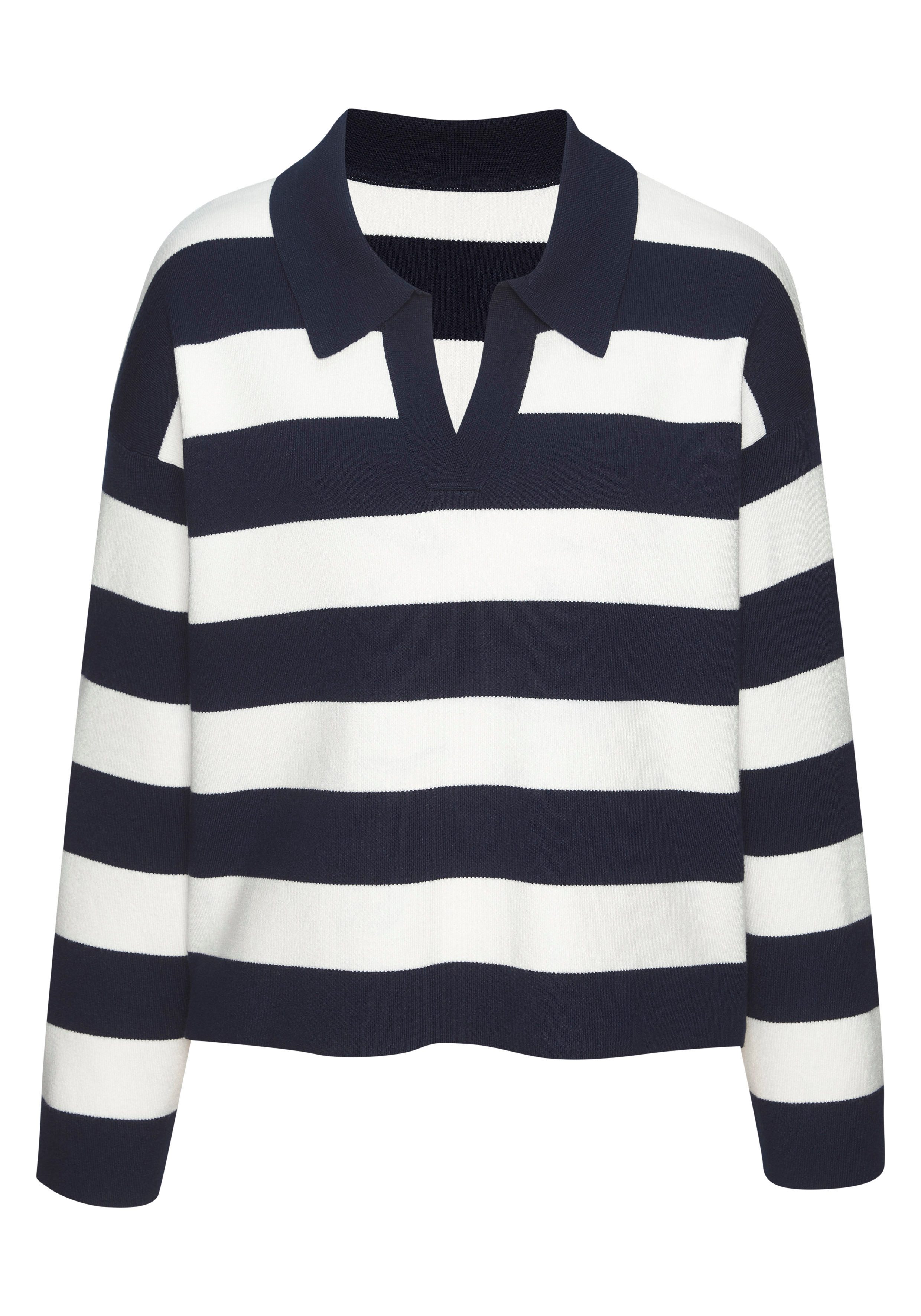 LASCANA Polokragenpullover mit Blockstreifen, Strickpullover, casual-sportiv
