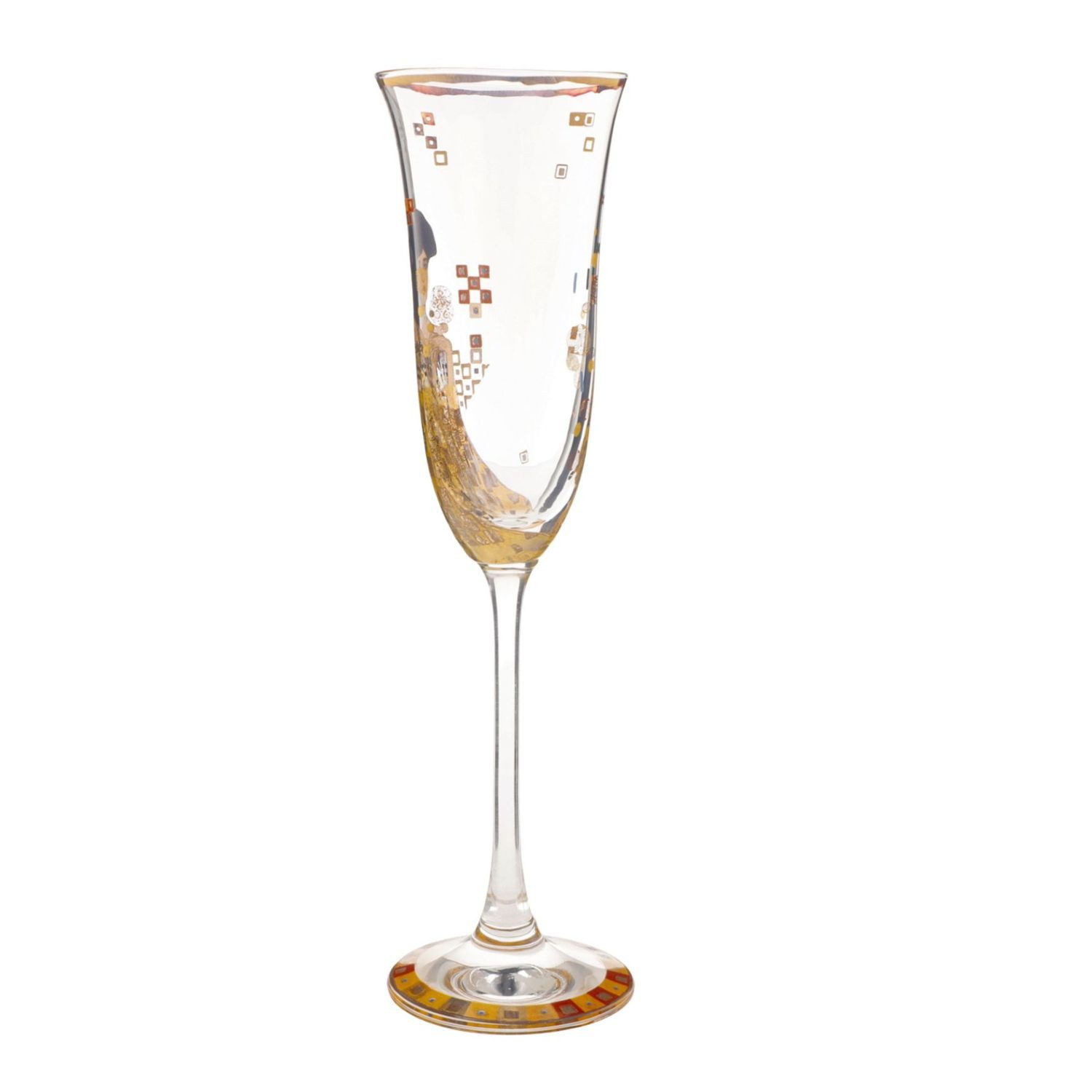 Goebel Sektglas Gustav Klimt, Glas, Echtgolddekor, Mehrfarbig, Adele Bloch-Bauer, H: 24cm