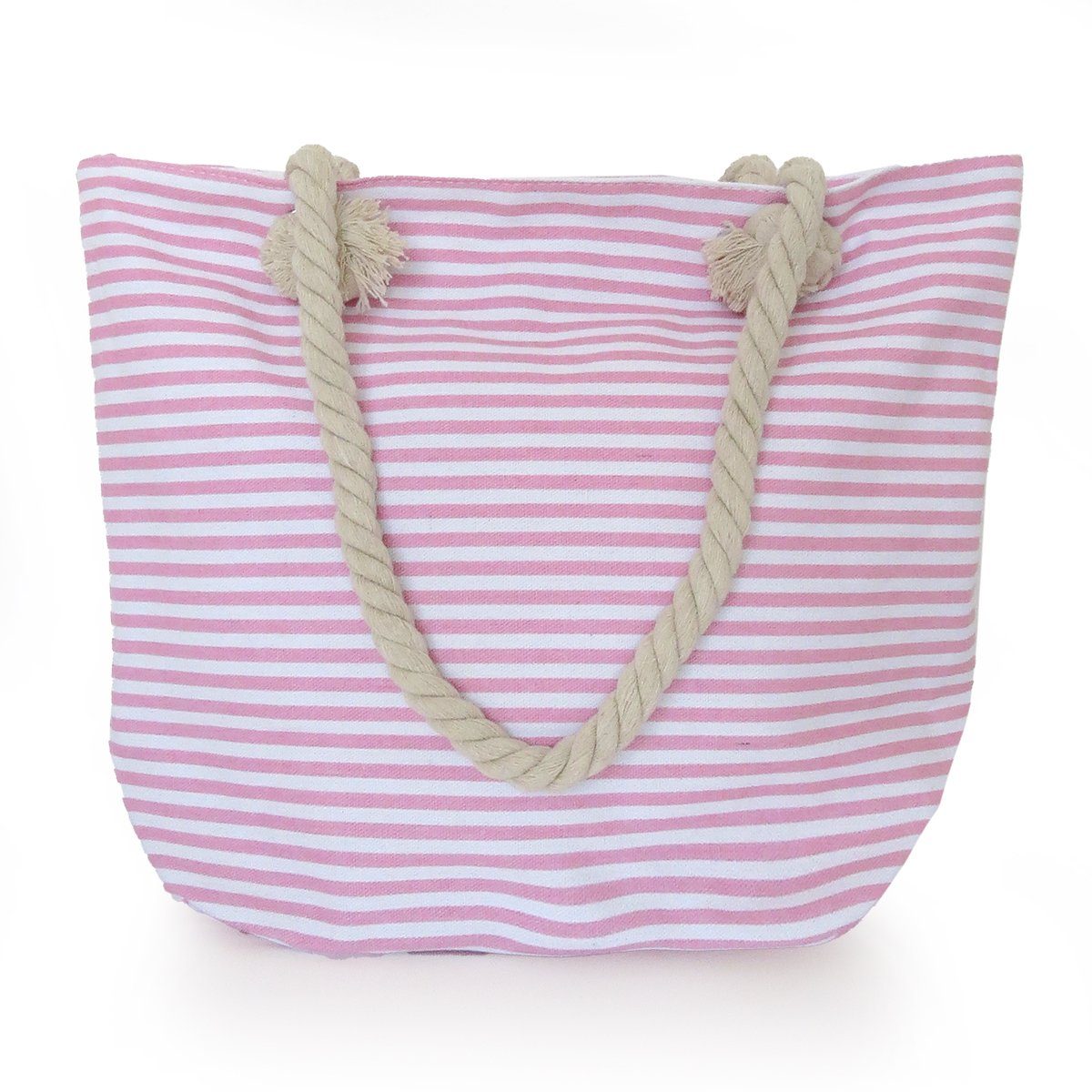 Sonia Originelli Strandtasche rosa-marine Seilkordel Ankerprint Umhängetasche Reißverschluss maritim mit
