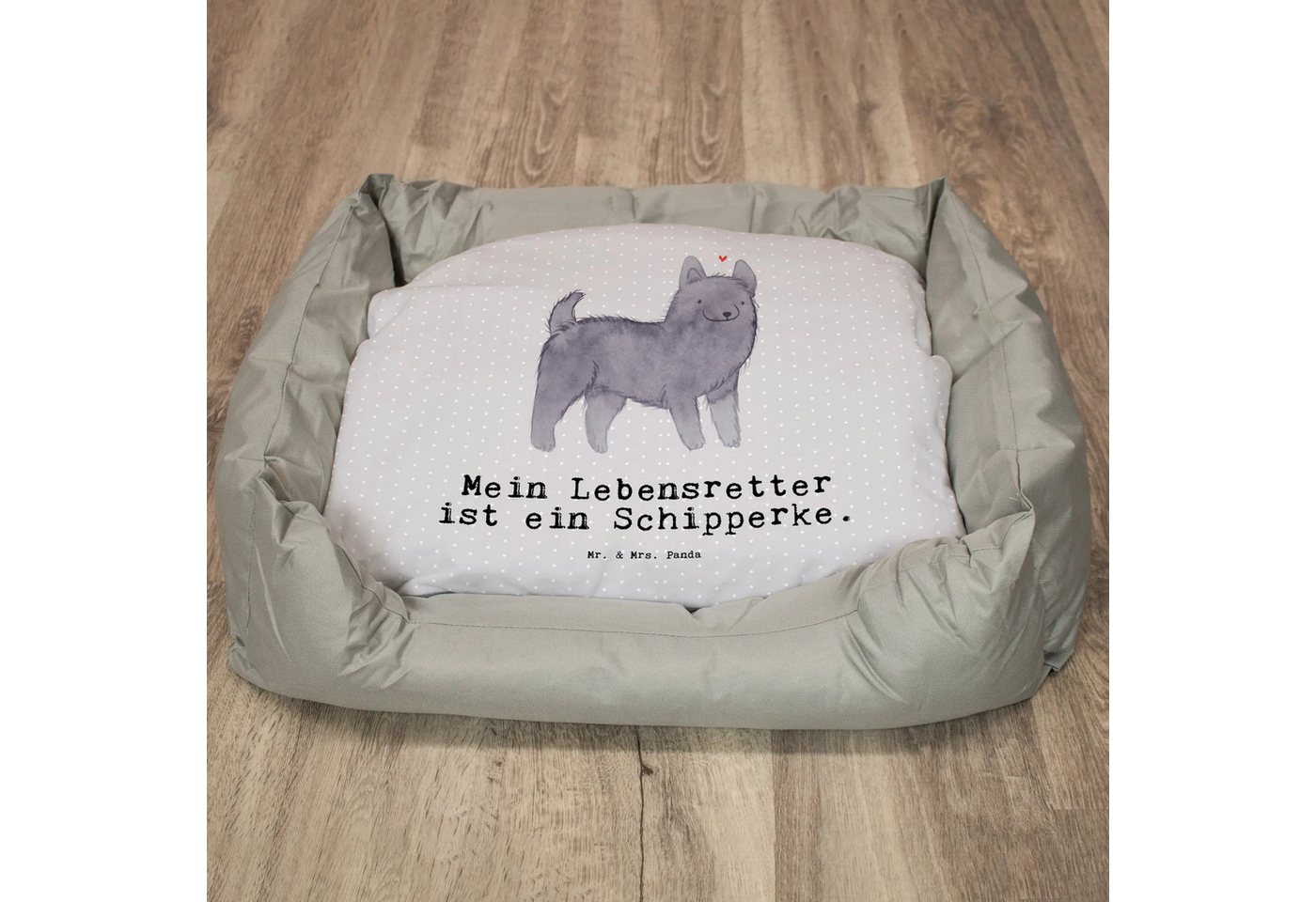 Thumbnail - Mr. & Mrs. Panda Tierbett Schipperke Lebensretter - Grau Pastell - Geschenk, Hundeliege, Rasseh, Ultrabequem