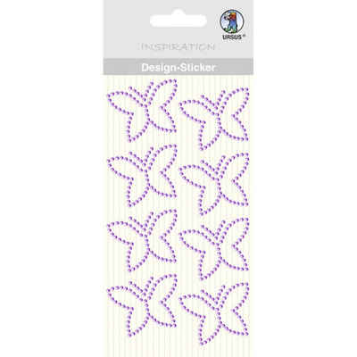 URSUS Aufkleber Design Sticker 'Schmetterlinge' lila, 4cm, 8 Stück