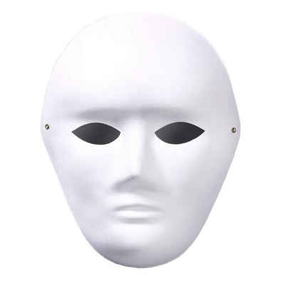 ZADAWERK Verkleidungsmaske Maske - Weiß, (aus Pappmaché, 10-tlg., Mann), Rohling mit Gummiband zum Anmalen und Bekleben
