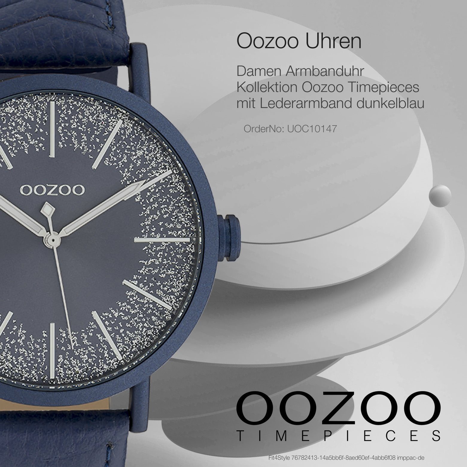 OOZOO Quarzuhr Oozoo Damenuhr groß dunkelblau, Fashion rund, dunkelblau, Damen-Uhr Lederarmband (ca. 42mm)