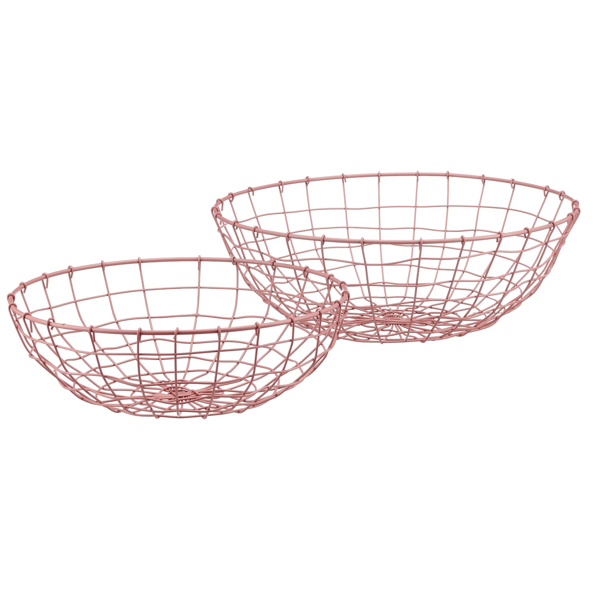 Gasper Dekoschale Metalldraht-Schalen 2er-Set Ø 40 & 33 cm – Obstkorb & Dekokorb. Rosa