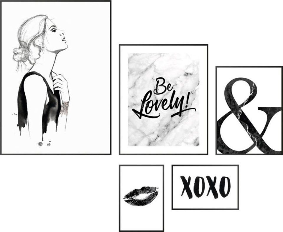 Reinders Wandbild Love Yourself Schwarz Weiss Wandbilder 5 Er Set Set Online Kaufen Otto