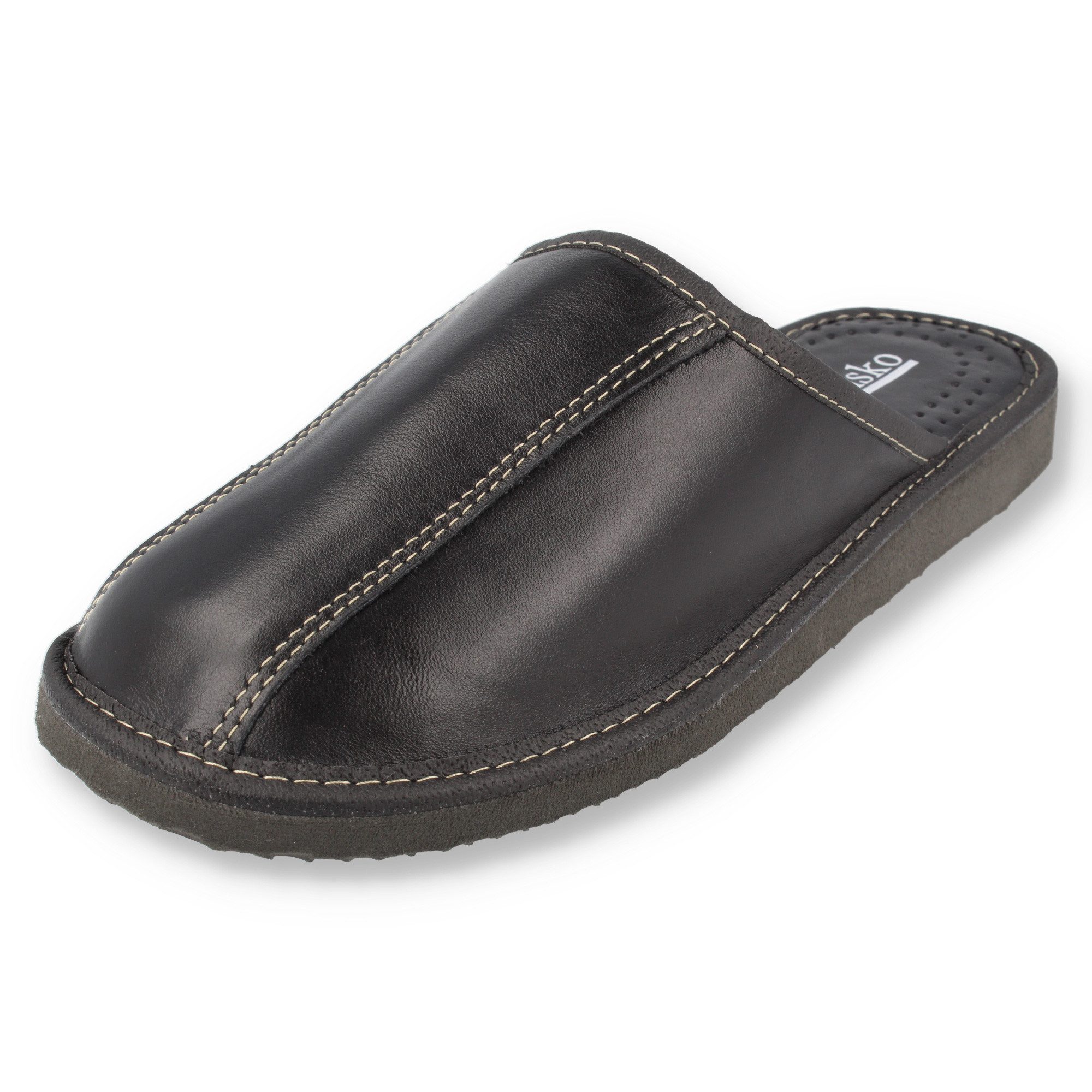 filsko Tarm Herren Leder Hausschuh (1 Paar, Obermaterial aus Leder) EVA-Sohle, Slip-On, Pantoffeln