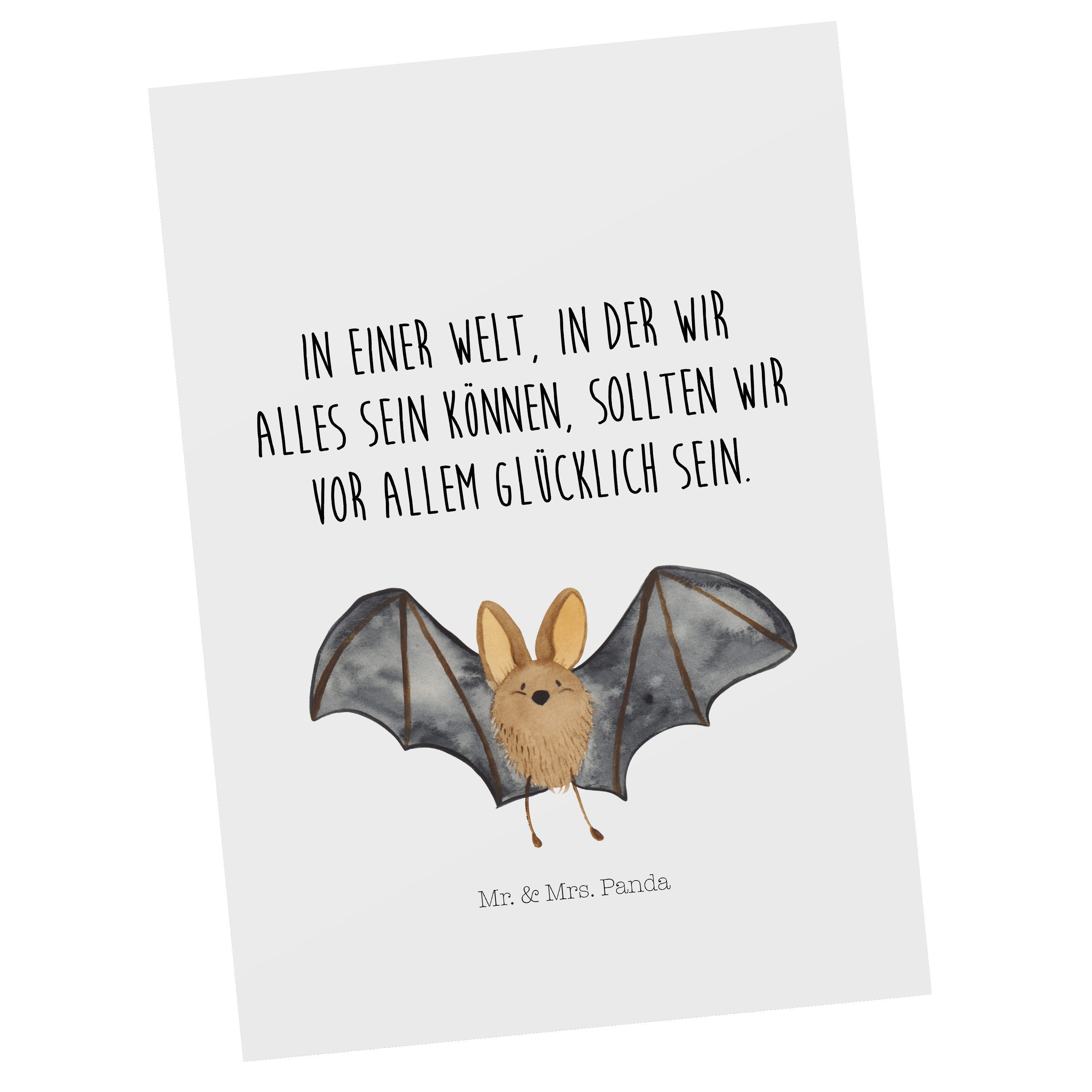 Mr. & Mrs. Panda Postkarte Fledermaus Flügel, Fotokarte, Weiß, Postkarte, Postkarten, Fotokarte