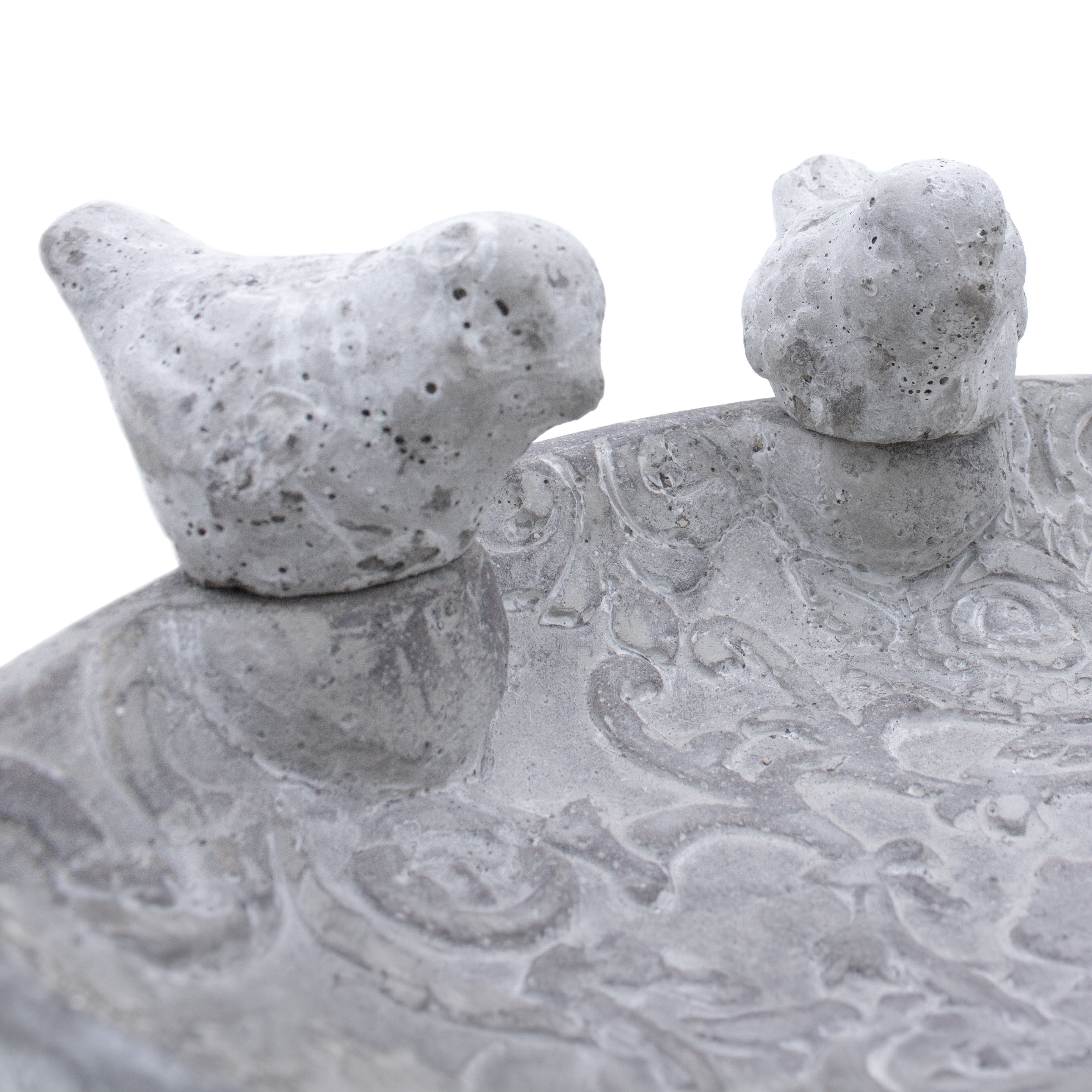 Spetebo Vogeltränke Beton Vogeltränke in grau mit Ornamenten - 24 cm 0,2 l, Vogelbad aus Stein mit Vogel Figuren – Bild 5 von 5