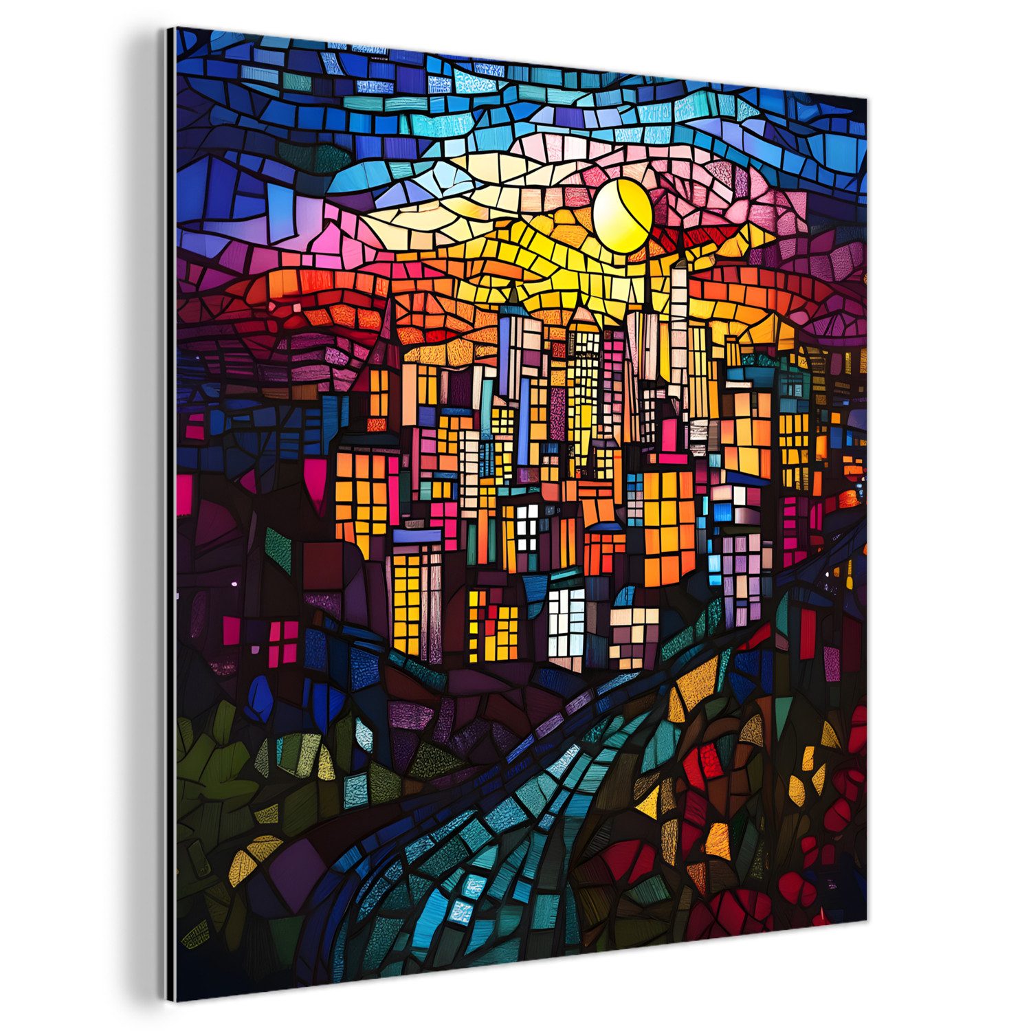 MuchoWow Metallbild Stadt - Mond - günstig online kaufen