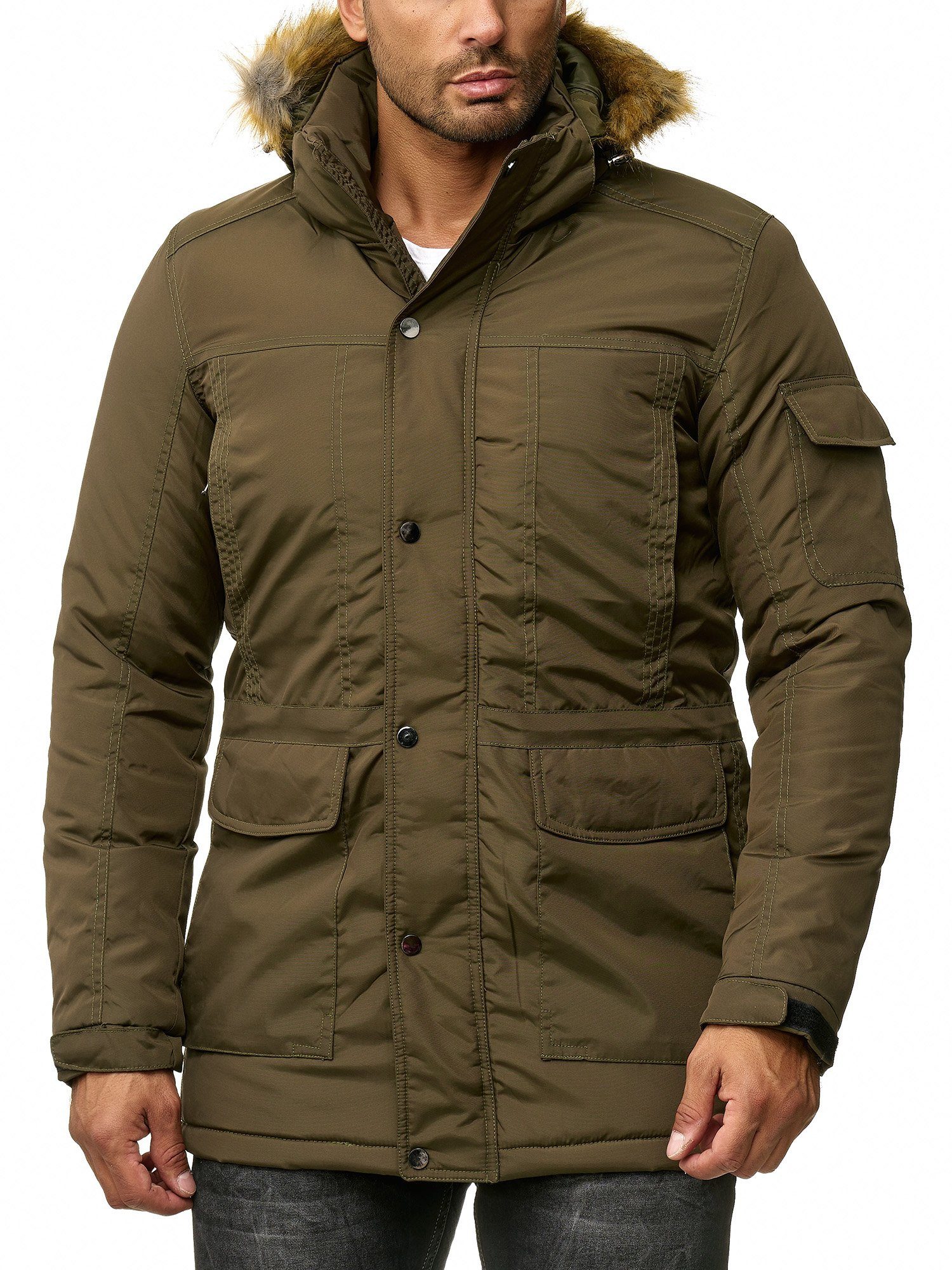 Winterjacke Reslad Herren Jacke mit Fellkragen Winter-Jacke Herren-Parka Männer