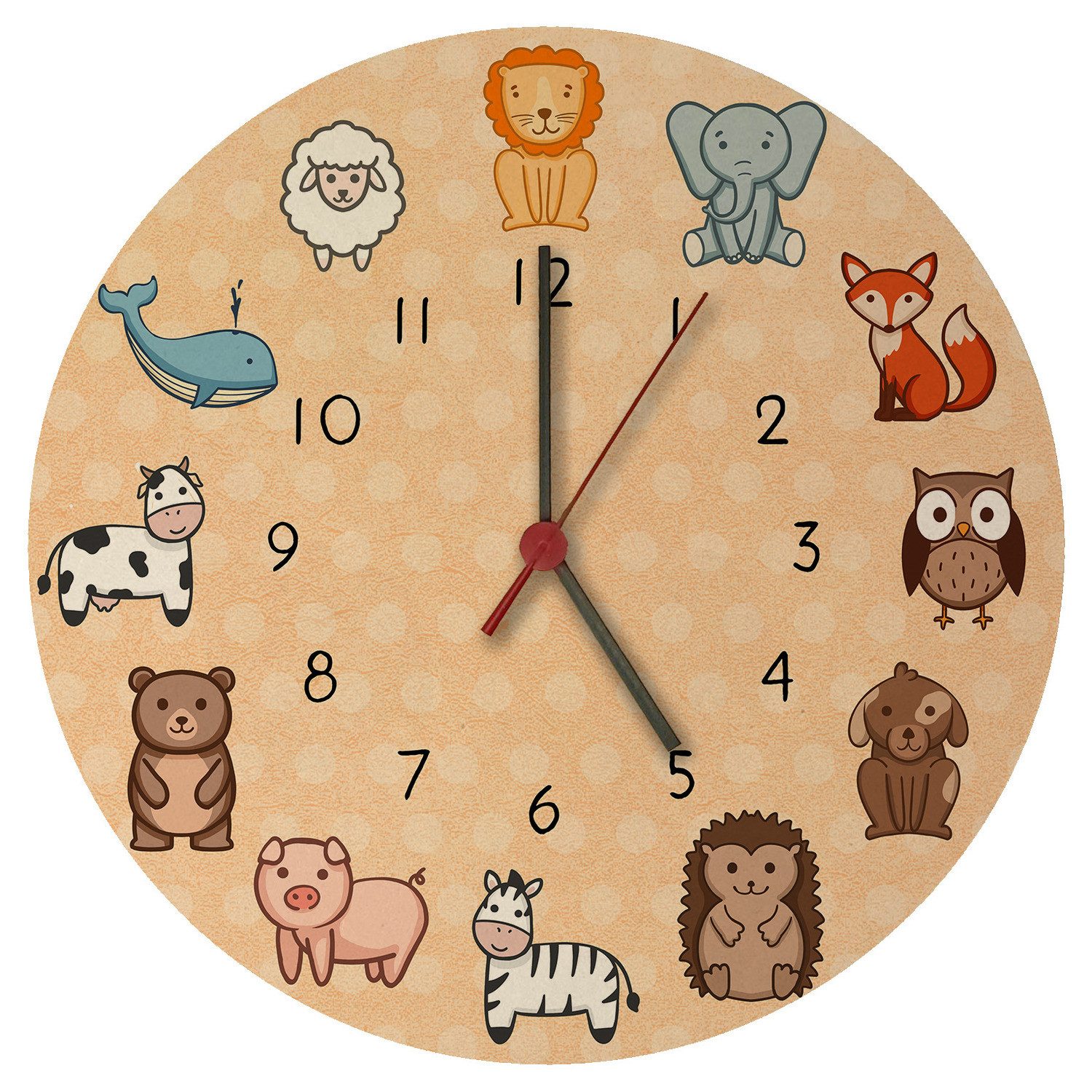speecheese Wanduhr Kinderuhr mit süßen Tieren Wanduhr aus MDF günstig online kaufen