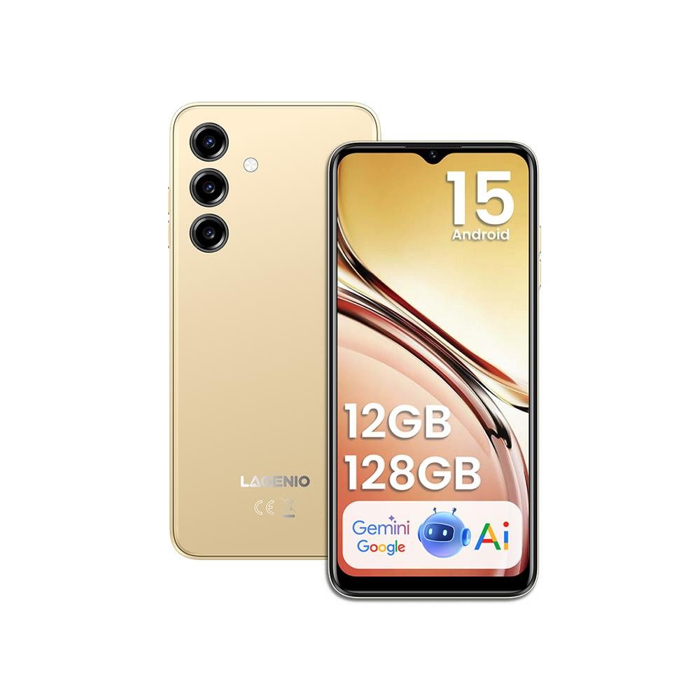 LAGENIO A 10 Pro Handy 6,5" 90 Hz HD+ Kratzfest 5150 mAh lange Akkulaufzeit Smartphone (13 MP Kamera, 12/128GB, Android 15, GPS, 4G, schlankes Design, geringes Gewicht)