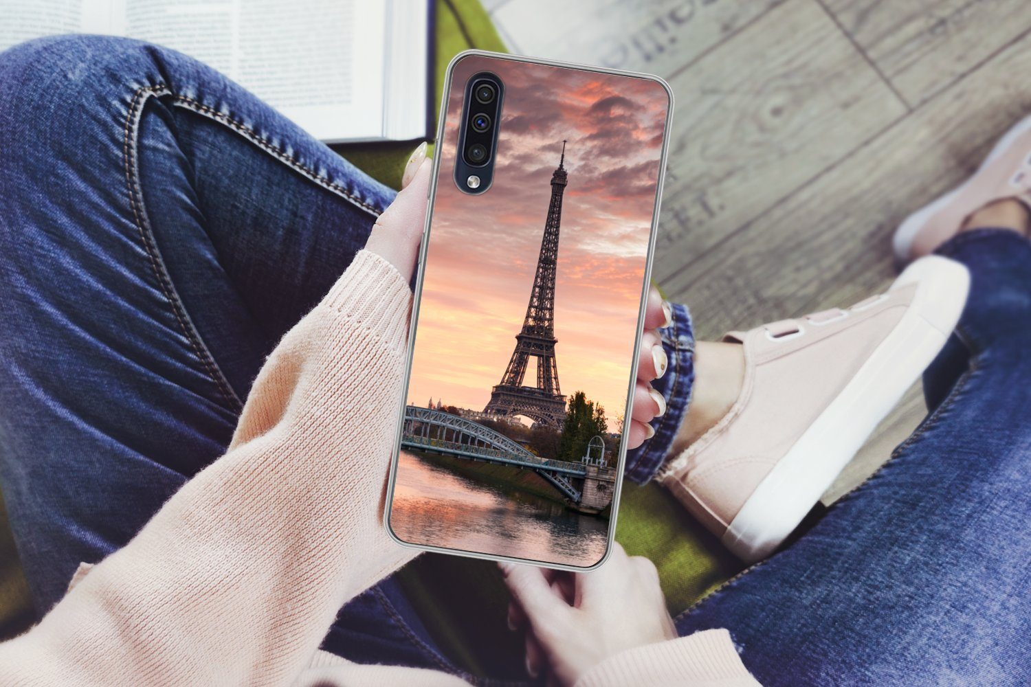 MuchoWow Handyhülle für Samsung Galaxy A30s Paris - Eiffelturm - Brücke, Smartphone-Bumper, Print, Handy Schutzhülle Dünn