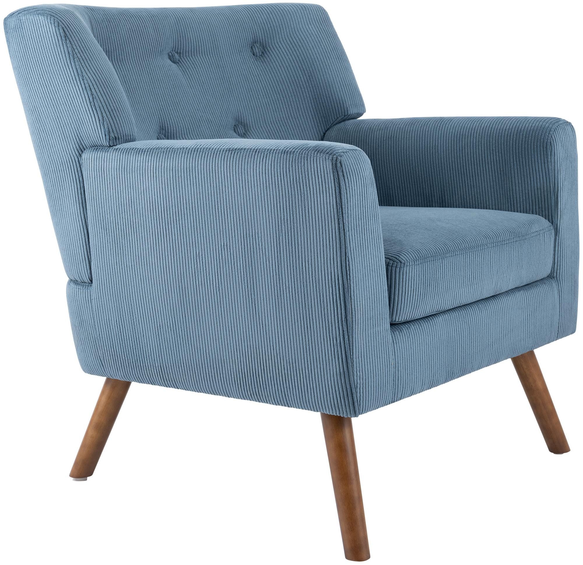 CLP Loungesessel Kioni (1er), Cordbezug, Kautschukholz, bis 150 kg belastbar