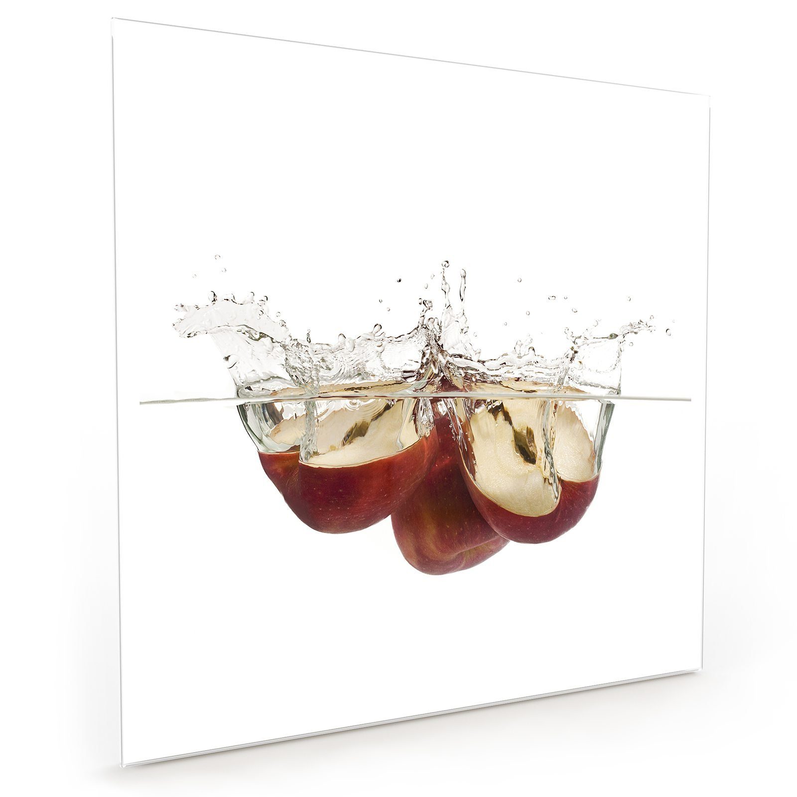 Primedeco Küchenrückwand Spritzschutz Glas Apfelscheiben im Splash
