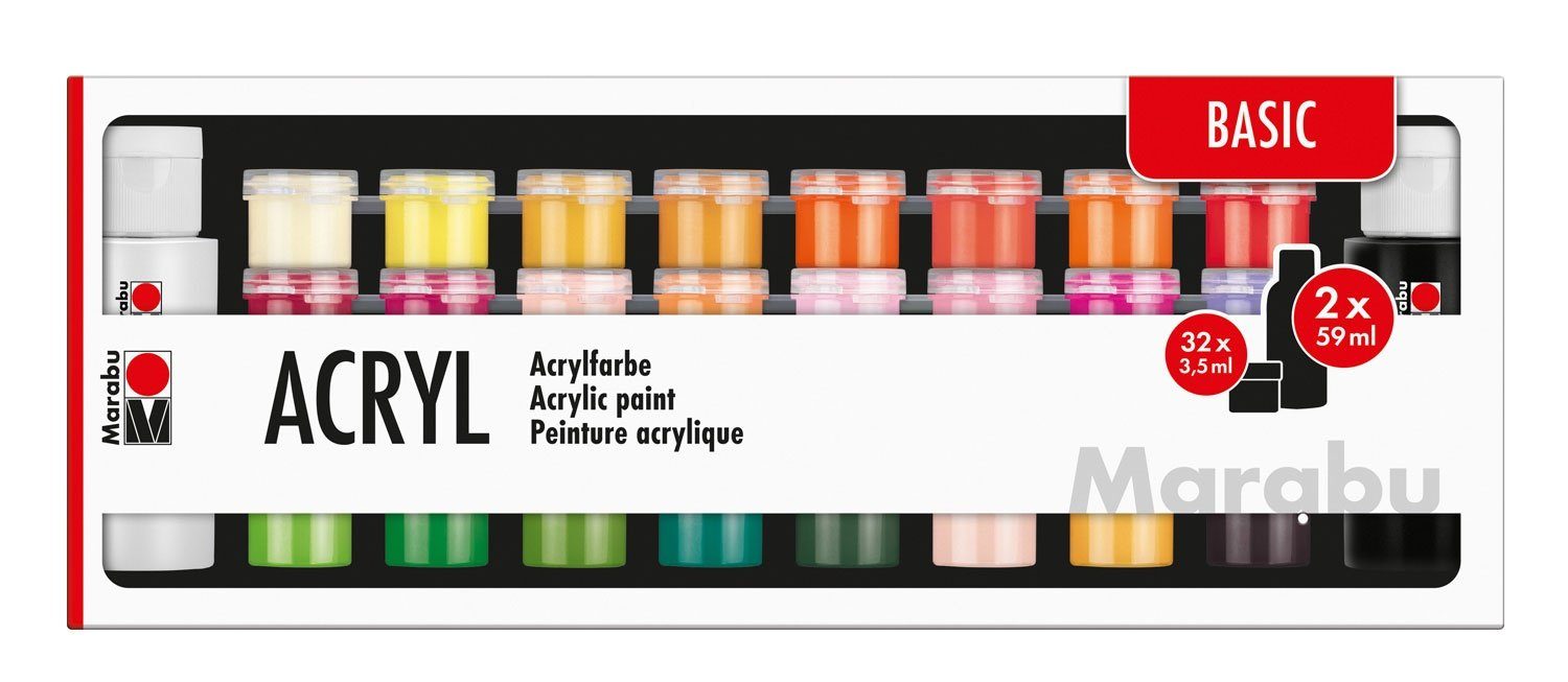 Marabu Malstift Großes 34er Einsteigerset Acrylfarben Basic