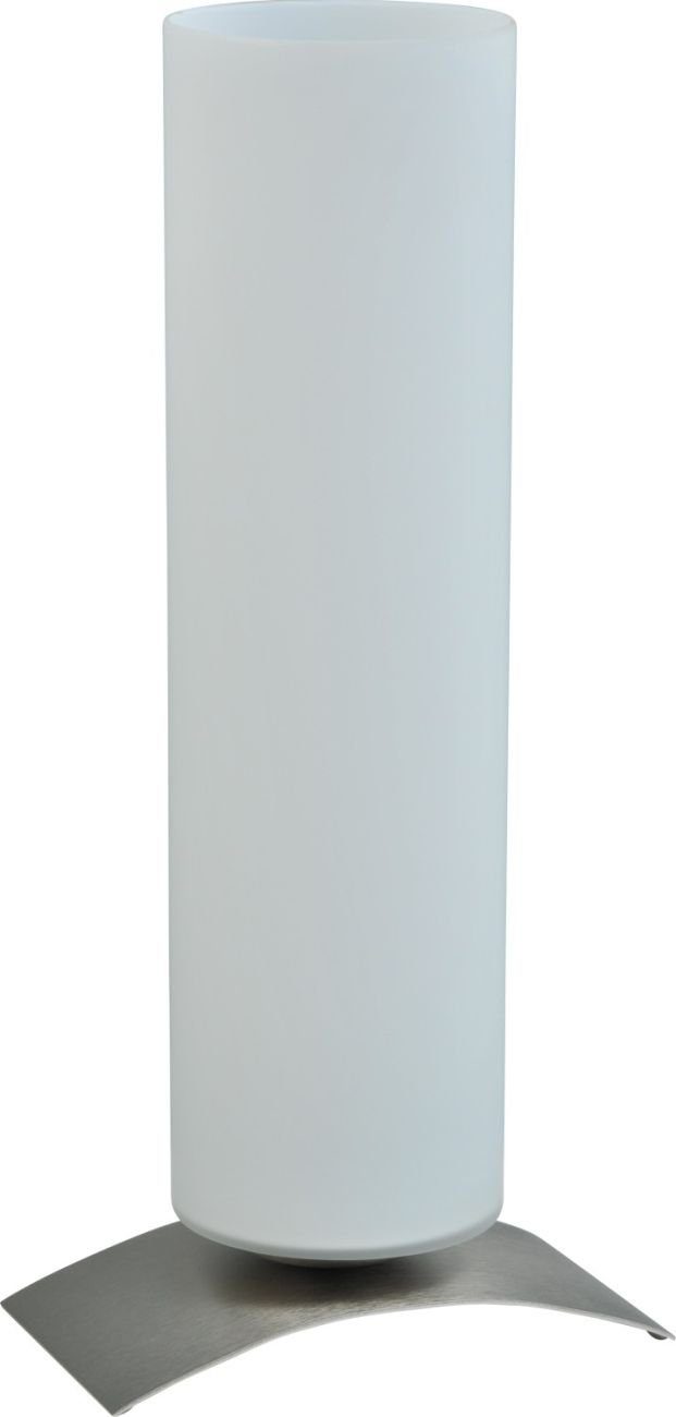 Licht-Erlebnisse Nachttischlampe OBLICA, ohne Leuchtmittel, Tischleuchte Glas Metall 31 cm E27 in Nickel Weiß Design Beistelltisch