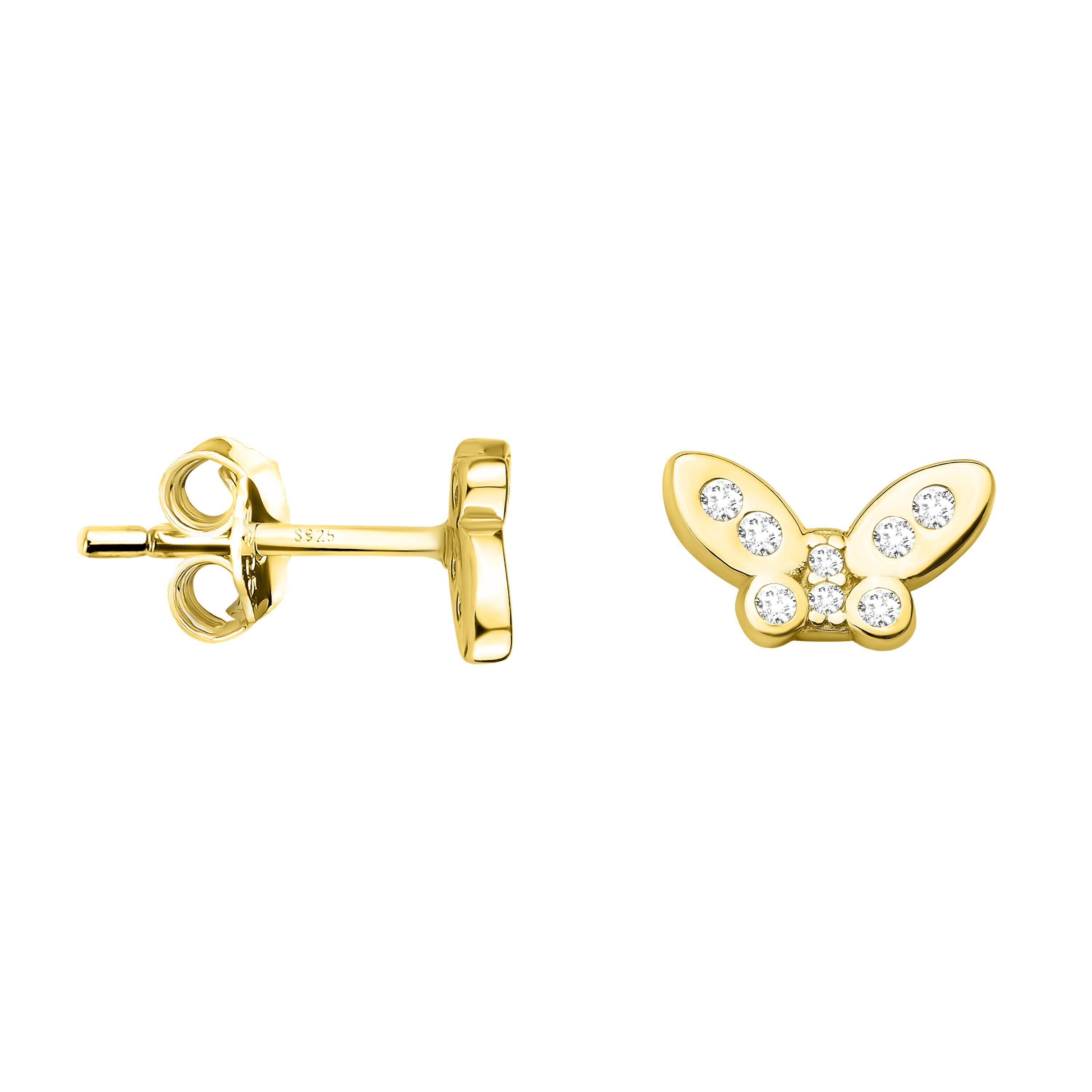 Sofia Milani Paar Ohrstecker Schmetterling, 925 Silber Damen Schmuck gold