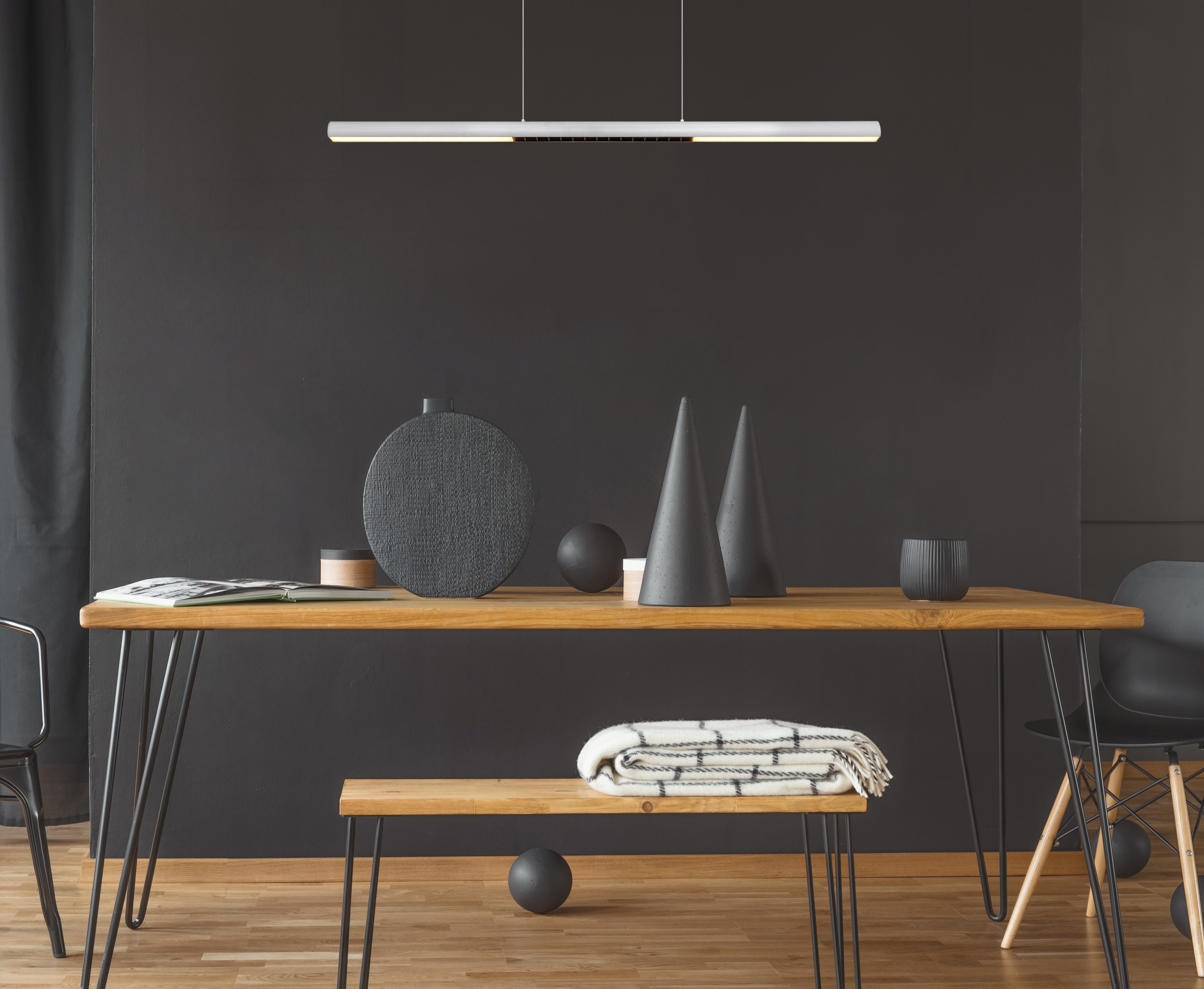 GLOBO LIGHTING Hängeleuchte CODY, LED fest integriert, Warmweiß, Hängeleuchte Aluminium gebürstet, Opal, Soft-Lift, LED 24W