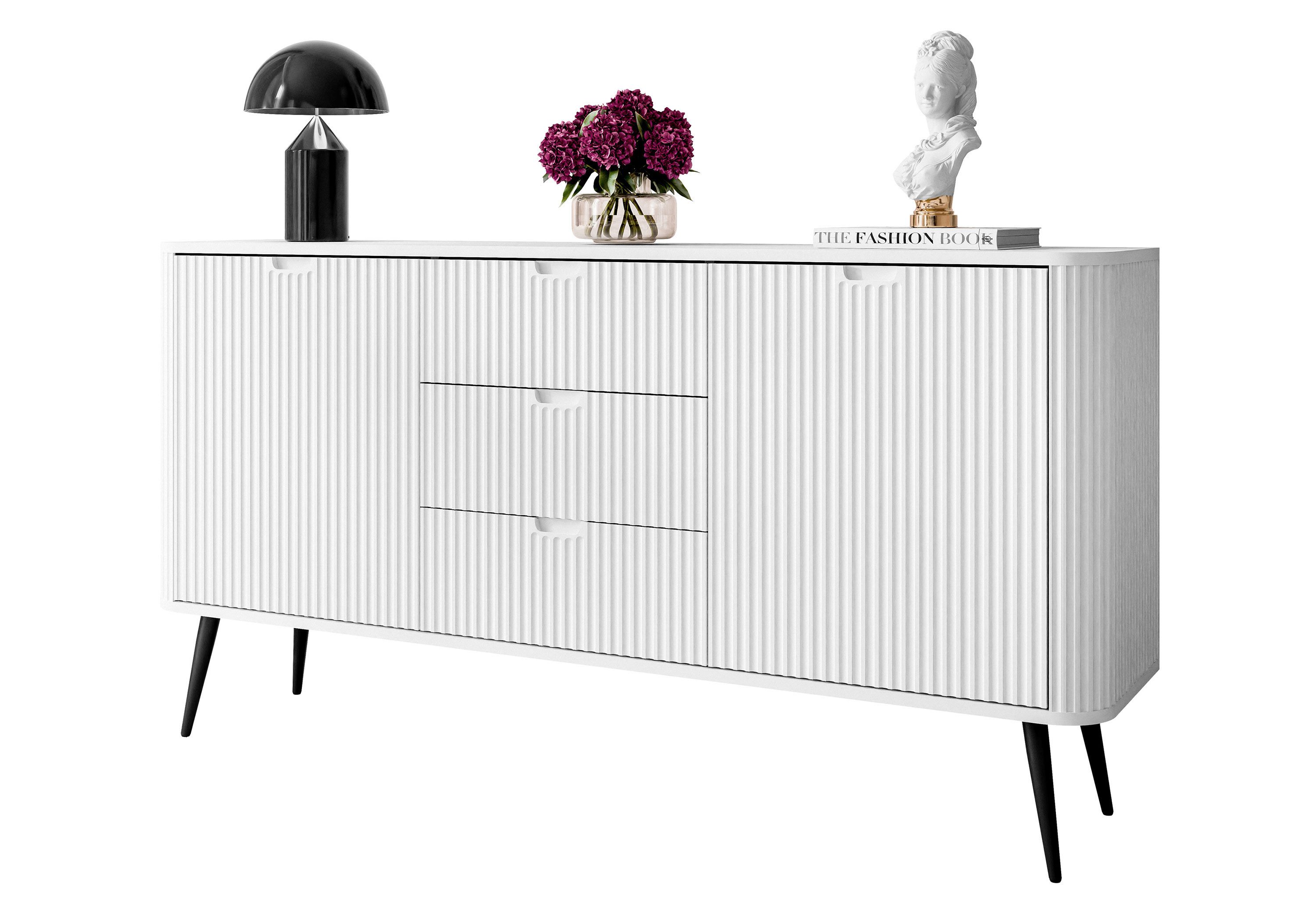 Lookway Kommode Dreitürige ZAIRA KSZ168 mit Schubladen, 168x39x87cm