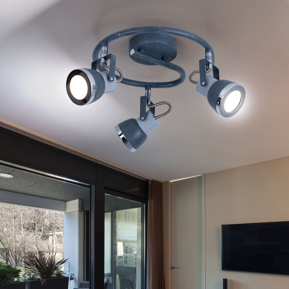 GLOBO LIGHTING Deckenspot, LED-Leuchtmittel fest verbaut, Schwenkbare Deckenleuchte LED Deckenstrahler 3 flammig Küchenstrahler