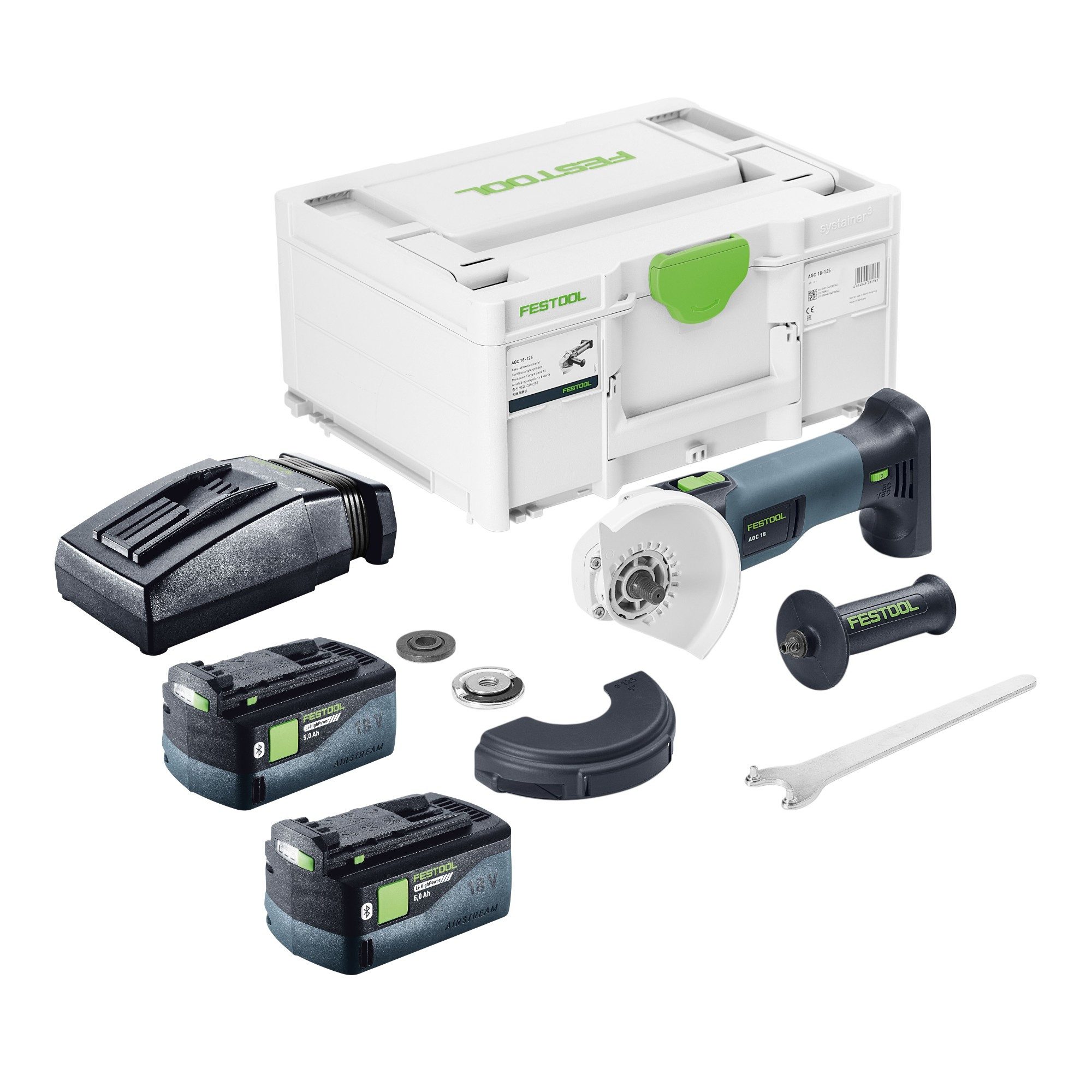 FESTOOL Akku-Winkelschleifer AGC 18-125 EB-Basic Akku Winkelschleifer 18 V 125 mm Brushless + 2x