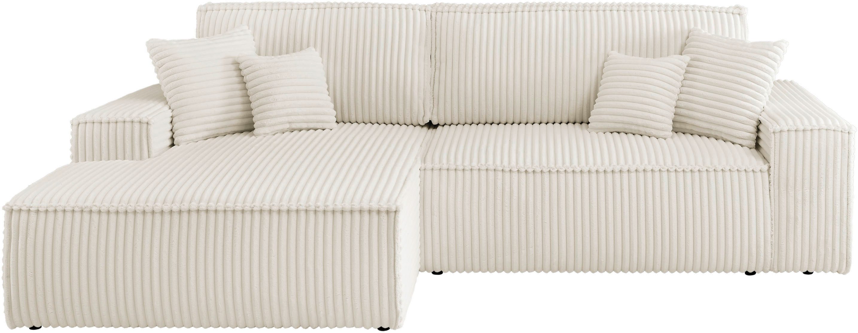 andas Ecksofa "Finnley Schlafsofa 267 cm in Bouclé, Struktur fein u. Cord, günstig online kaufen