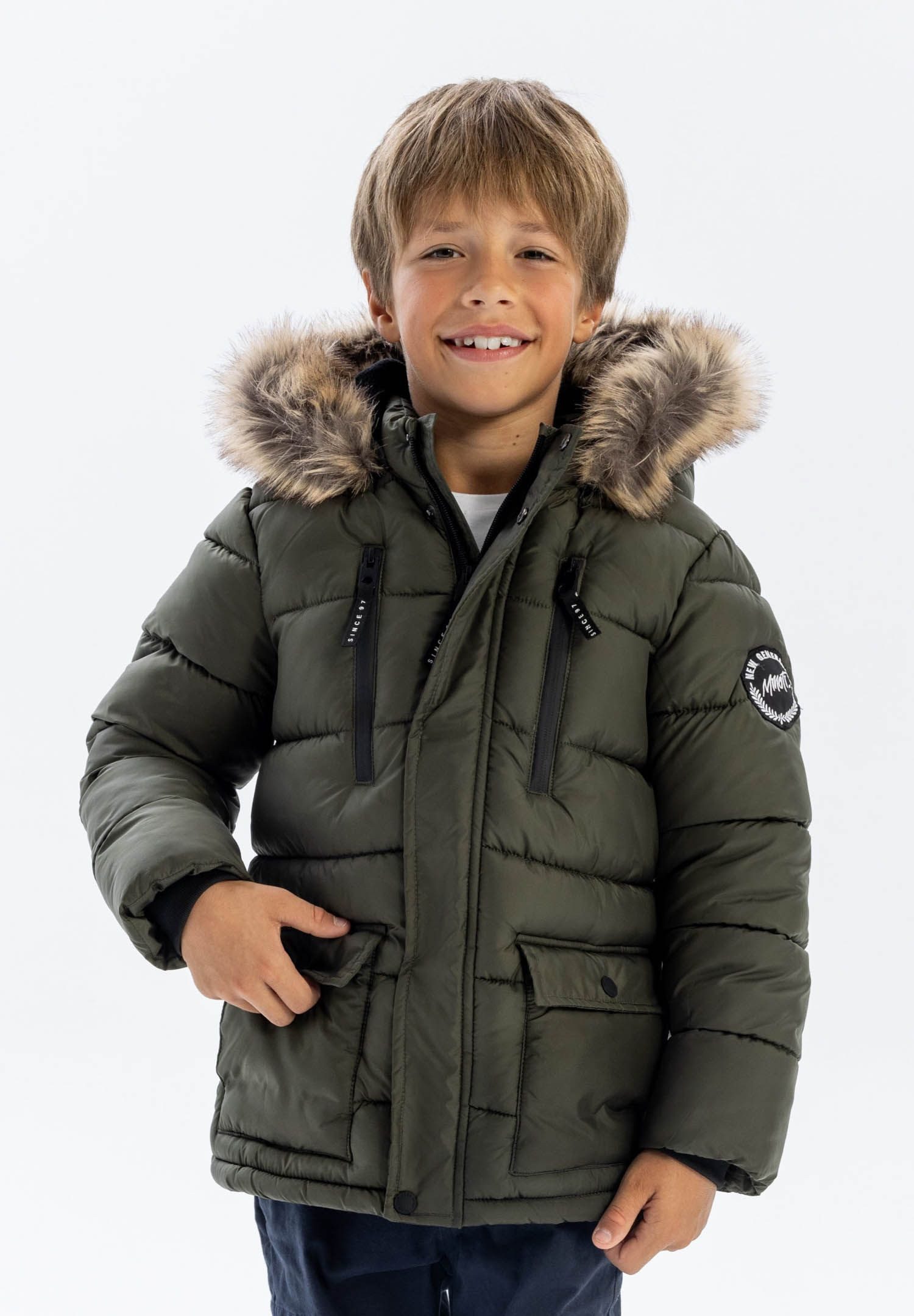 MINOTI Winterjacke Winterjacke mit Fleece-Futter und Kapuze mit Kunstfellbe günstig online kaufen