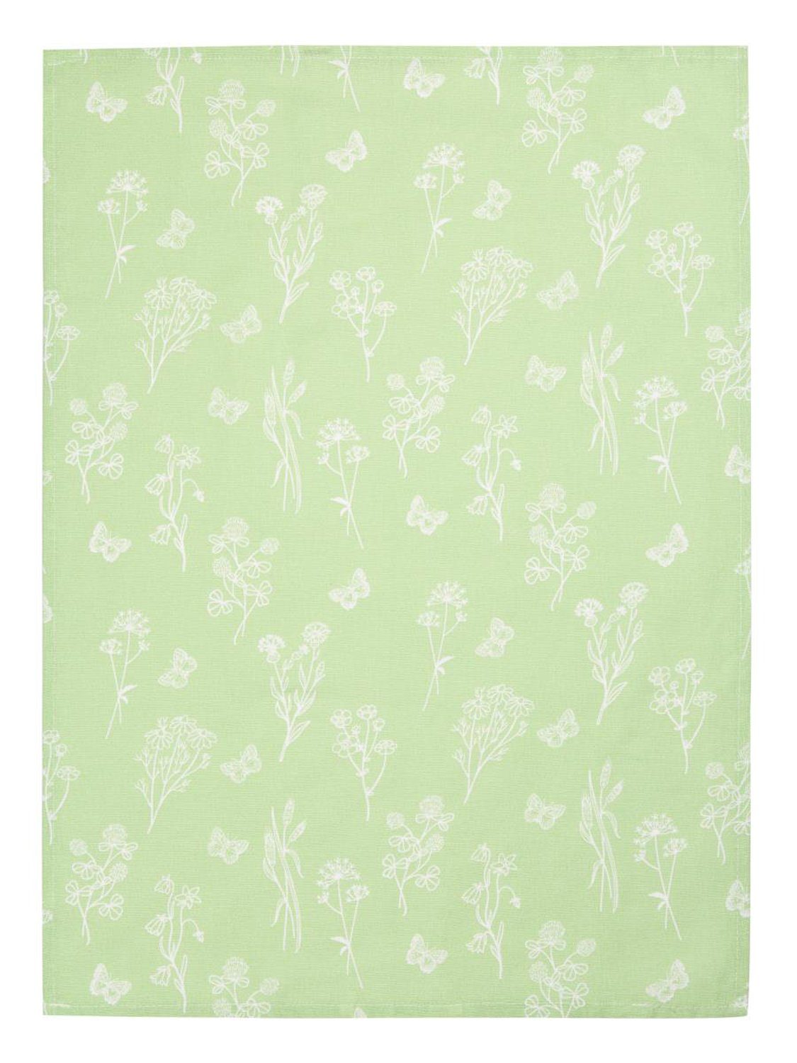 Grün bedruckt Geschirrtuch (3 Halbleinen Kracht 70 3-teilig), Stück), ca. (Set, cm, Pack 3-tlg., x 50 Geschirrtücher Wildblumen, 3er