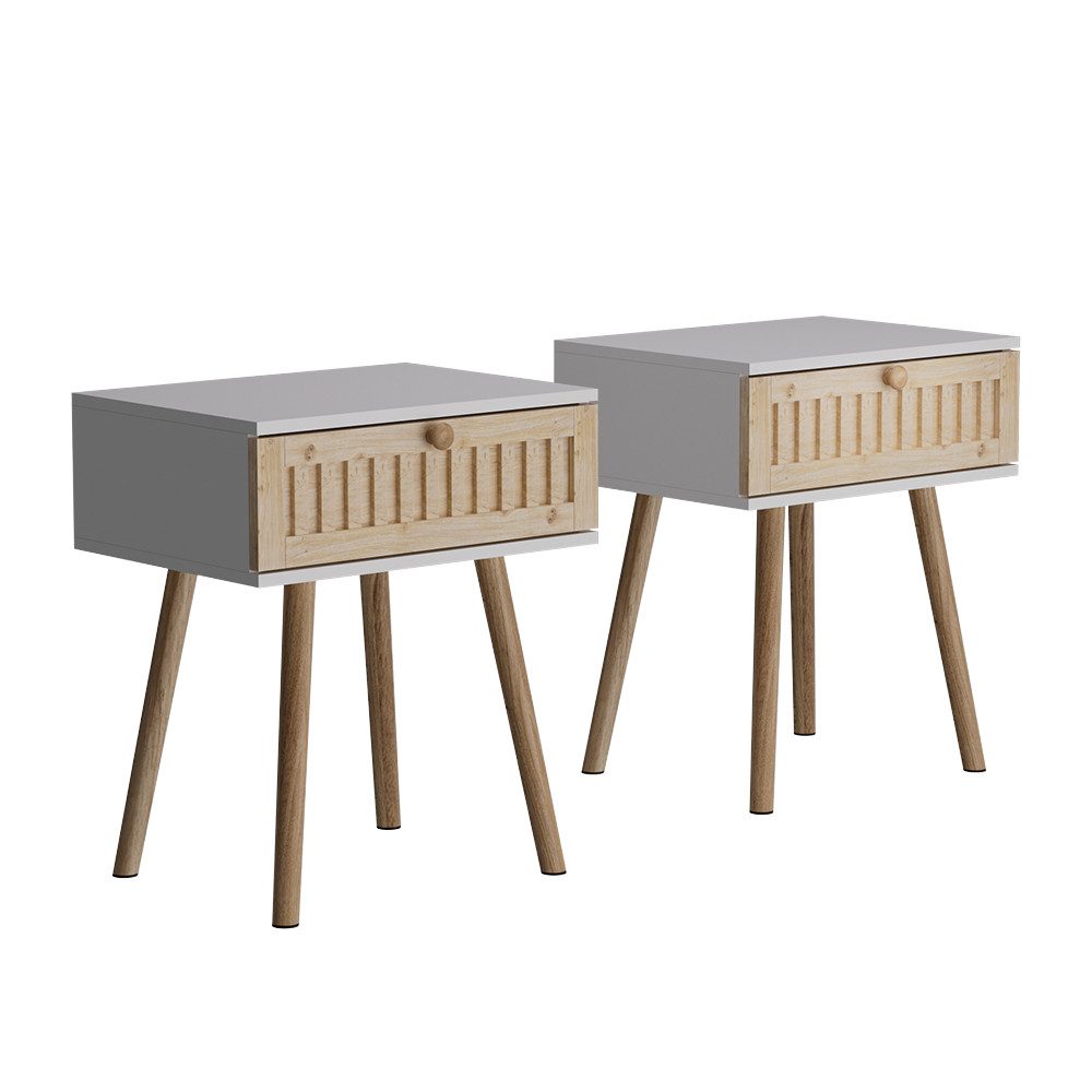 Vicco Nachtschrank Holk, Weiß/Kiefer, 40 x 47 cm 2-er Set (2-St) günstig online kaufen