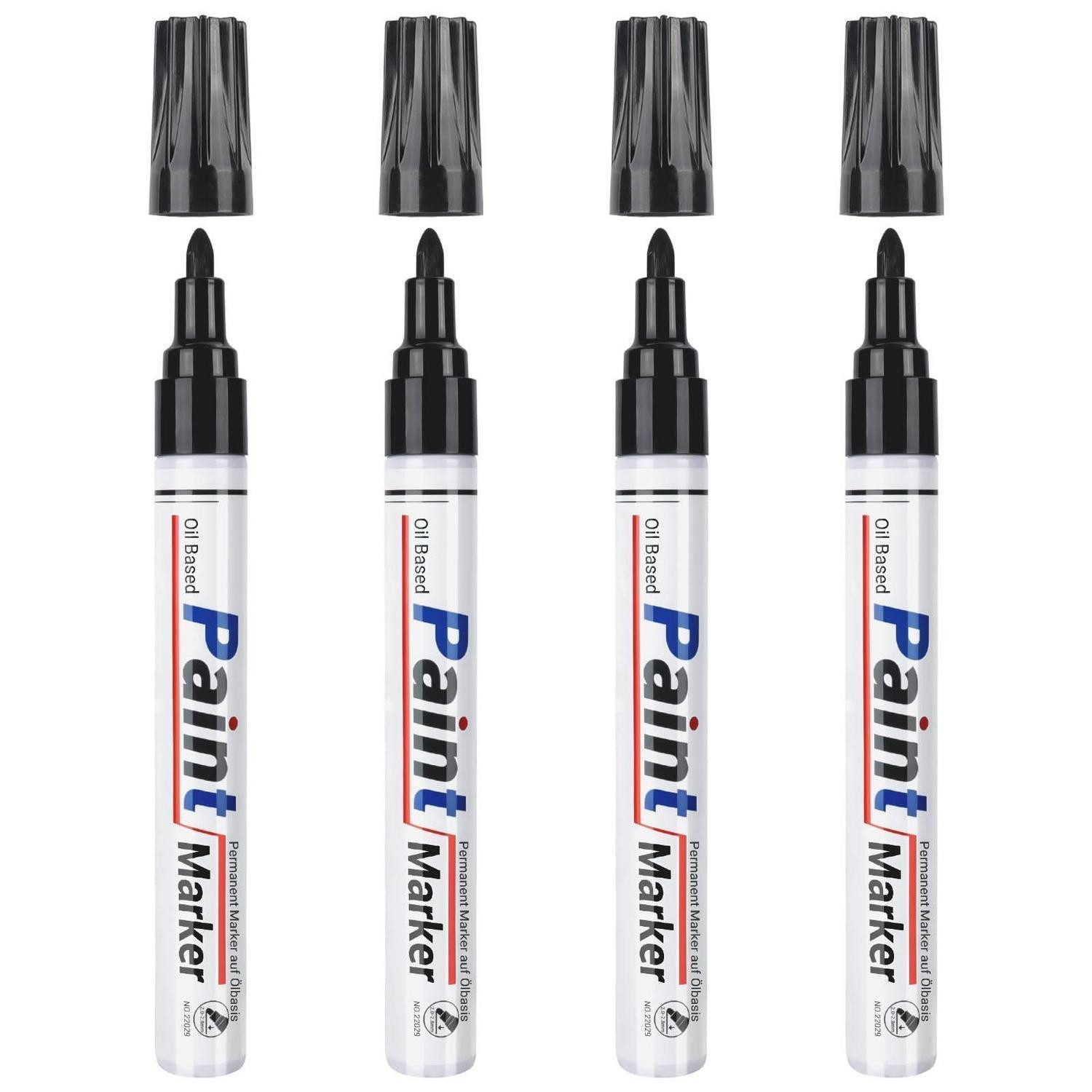 LuxusKollektion Permanentmarker Permanent Marker Wasserfest Schwarz 4er Set