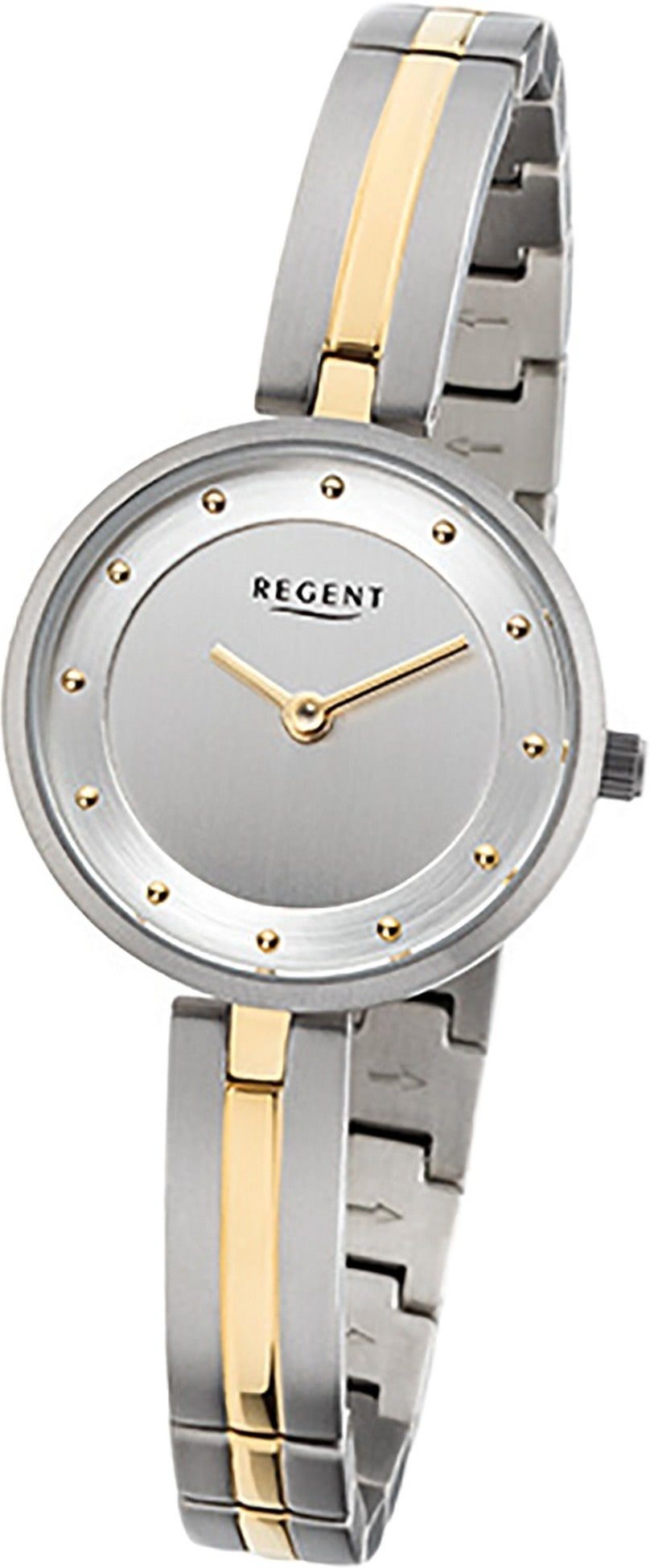 Damen Uhren Regent Quarzuhr D2URF1100 Regent Titan Damen Uhr F-1100 Quarzuhr, Damenuhr rund, klein (ca. 26mm), Titan, Titanarmba
