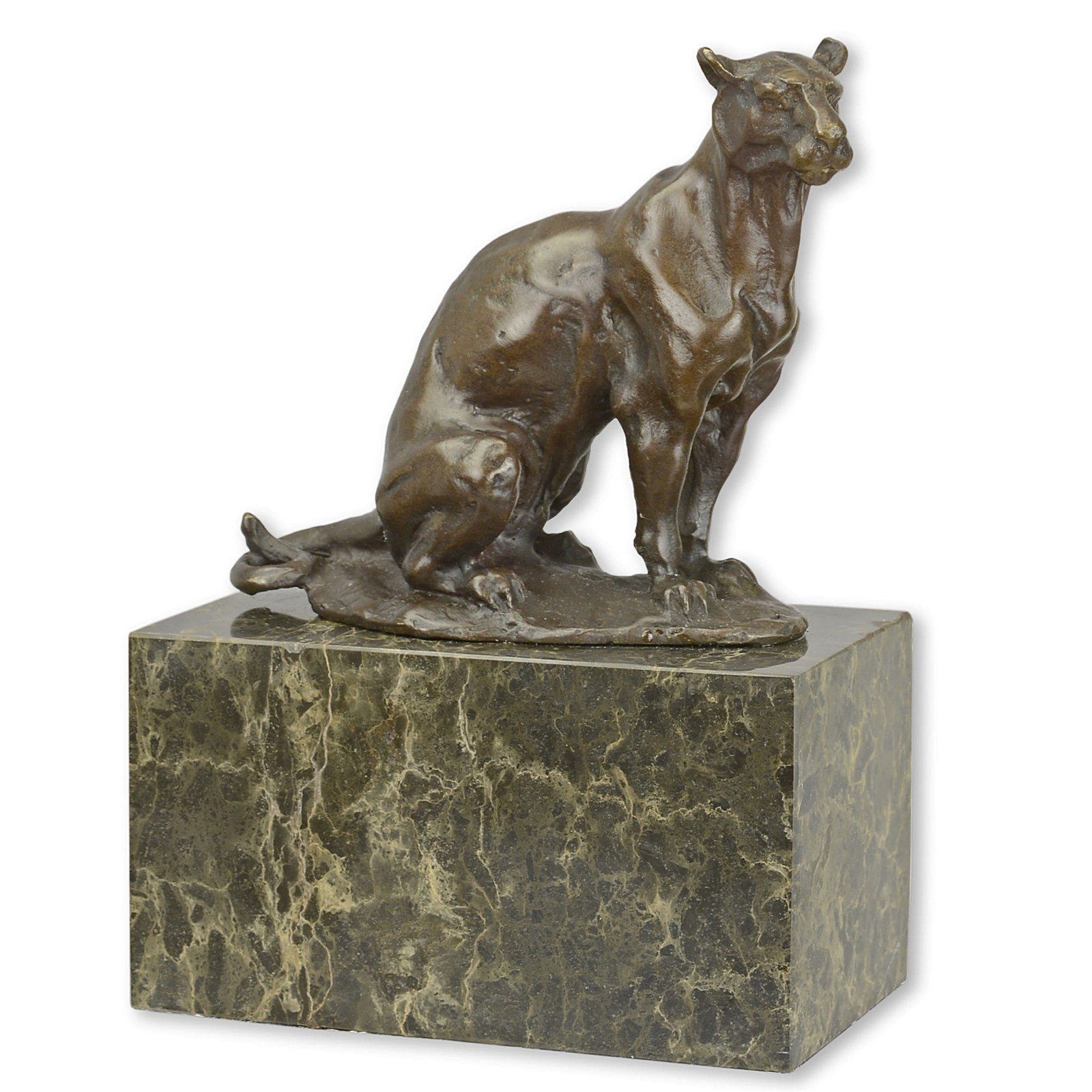 Antik-Stil Panther Bronze Statue Bronzefigur Leopard 18c Skulptur Skulptur Aubaho Puma