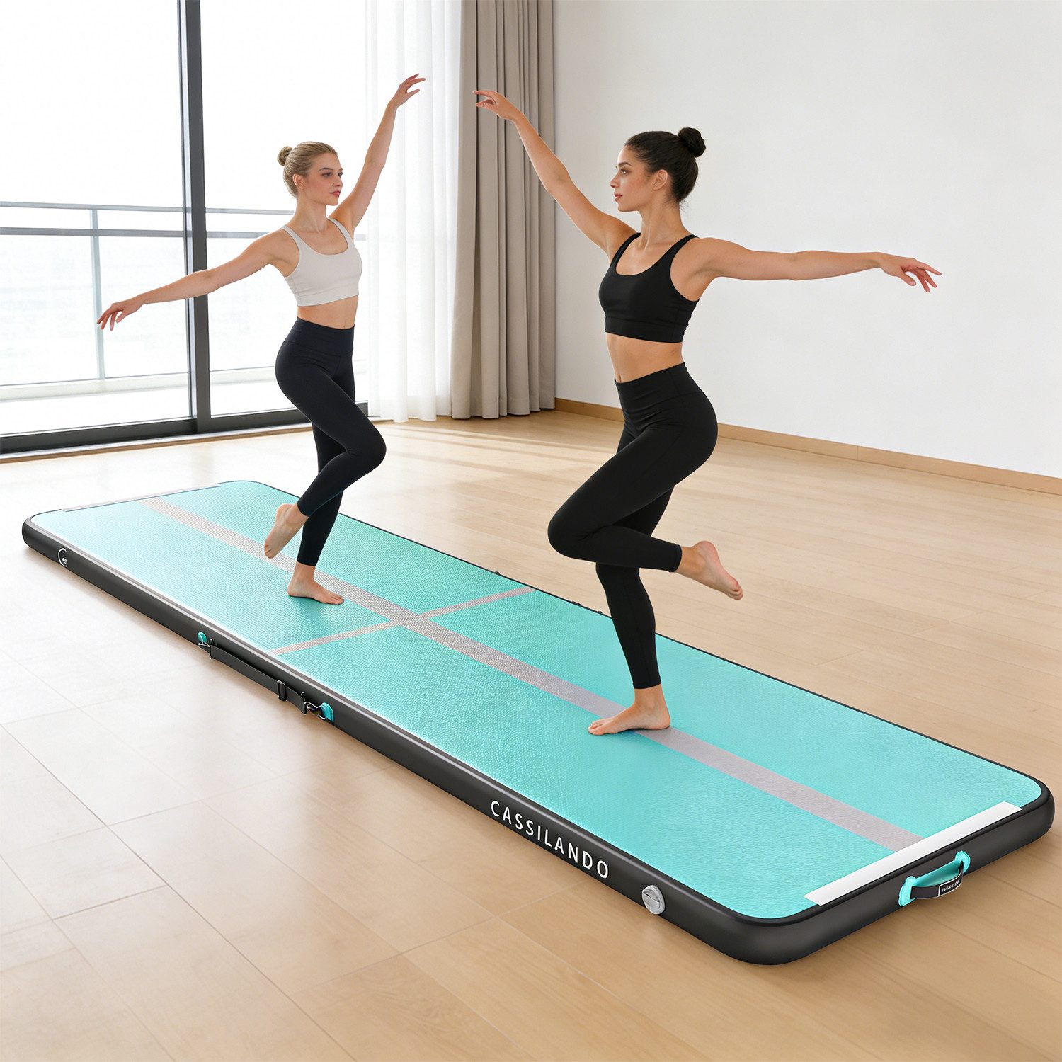 CASSILANDO Gymnastikmatte Turnmatte Aufblasbar: Airtrack Matte 3/4/5m, 10cm Hoch für Training (Set, gymnastics mat), rutschfest – Bild 3 von 5